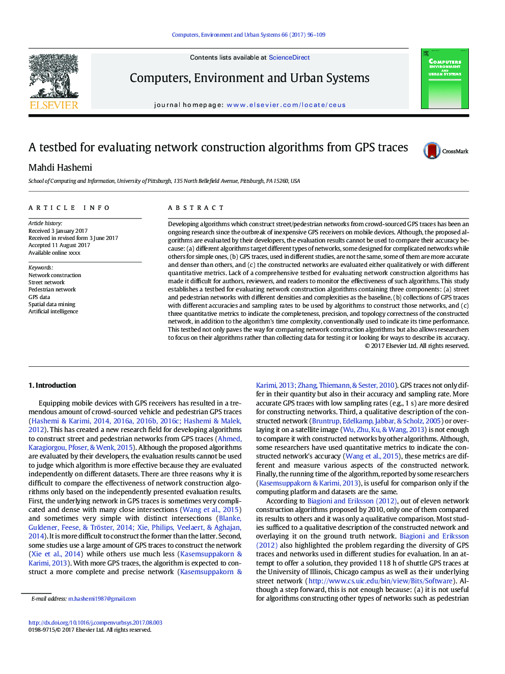 A testbed for evaluating network construction algorithms from GPS traces