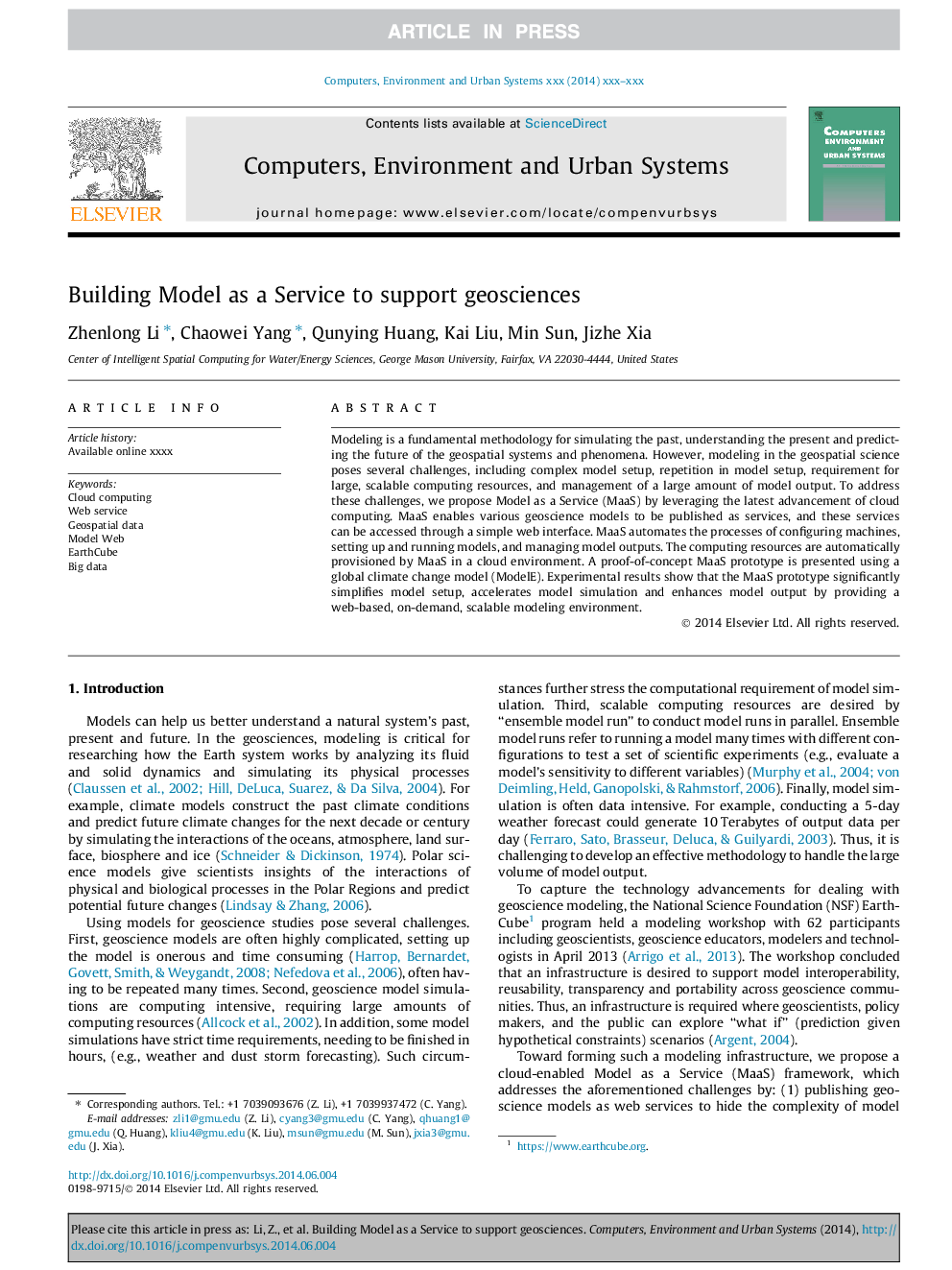 Building Model as a Service to support geosciences