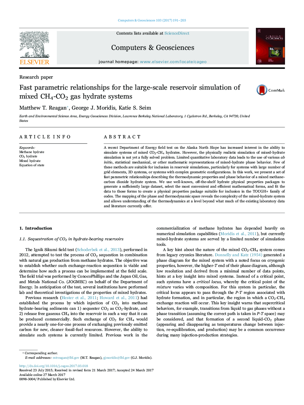 Fast parametric relationships for the large-scale reservoir simulation of mixed CH4-CO2 gas hydrate systems