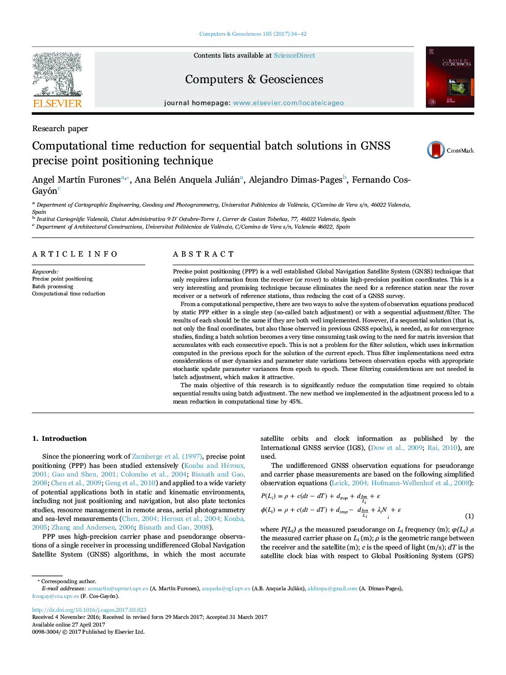 Computational time reduction for sequential batch solutions in GNSS precise point positioning technique