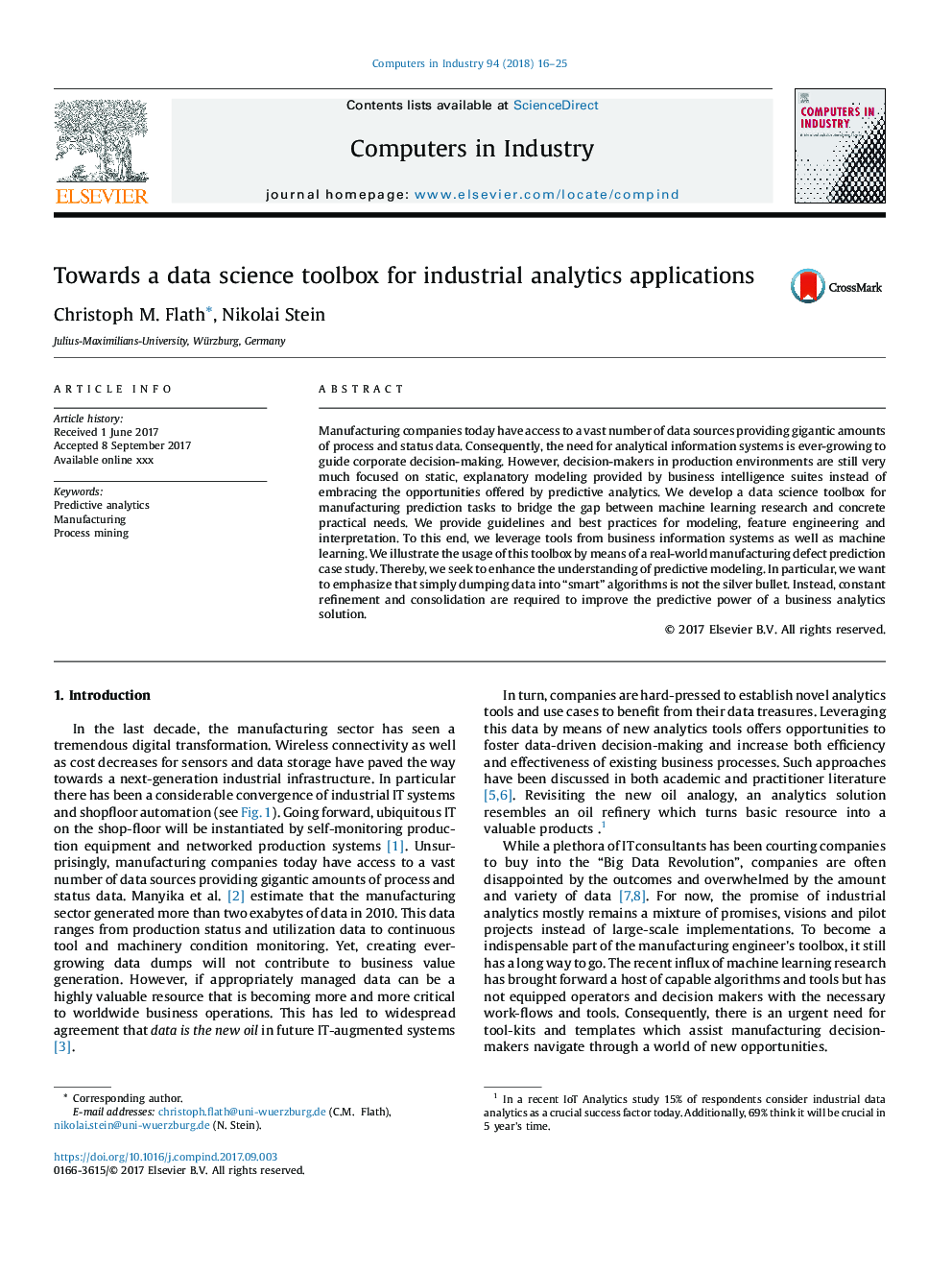 Towards a data science toolbox for industrial analytics applications