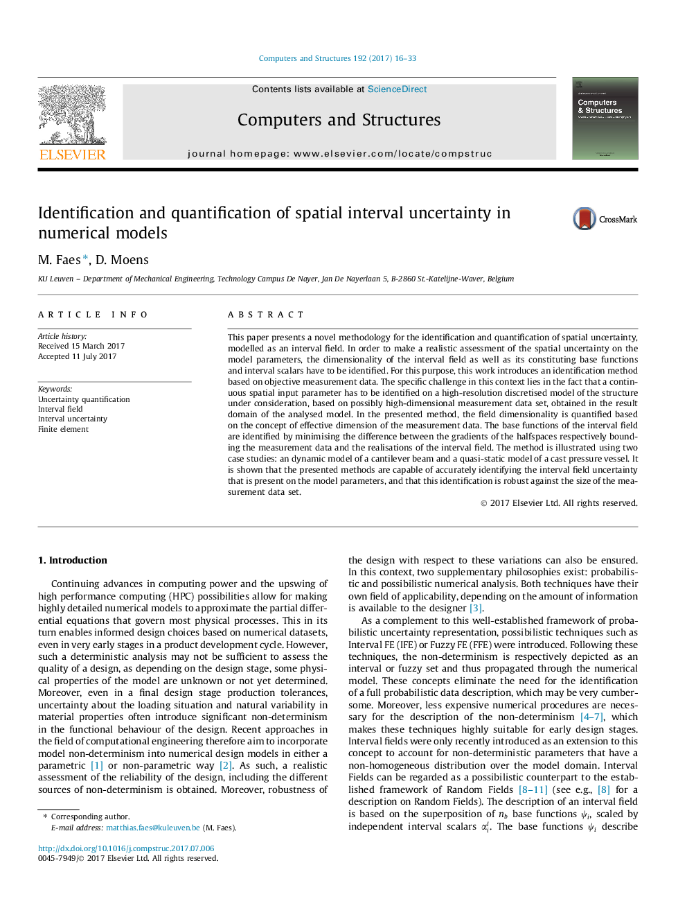 Identification and quantification of spatial interval uncertainty in numerical models