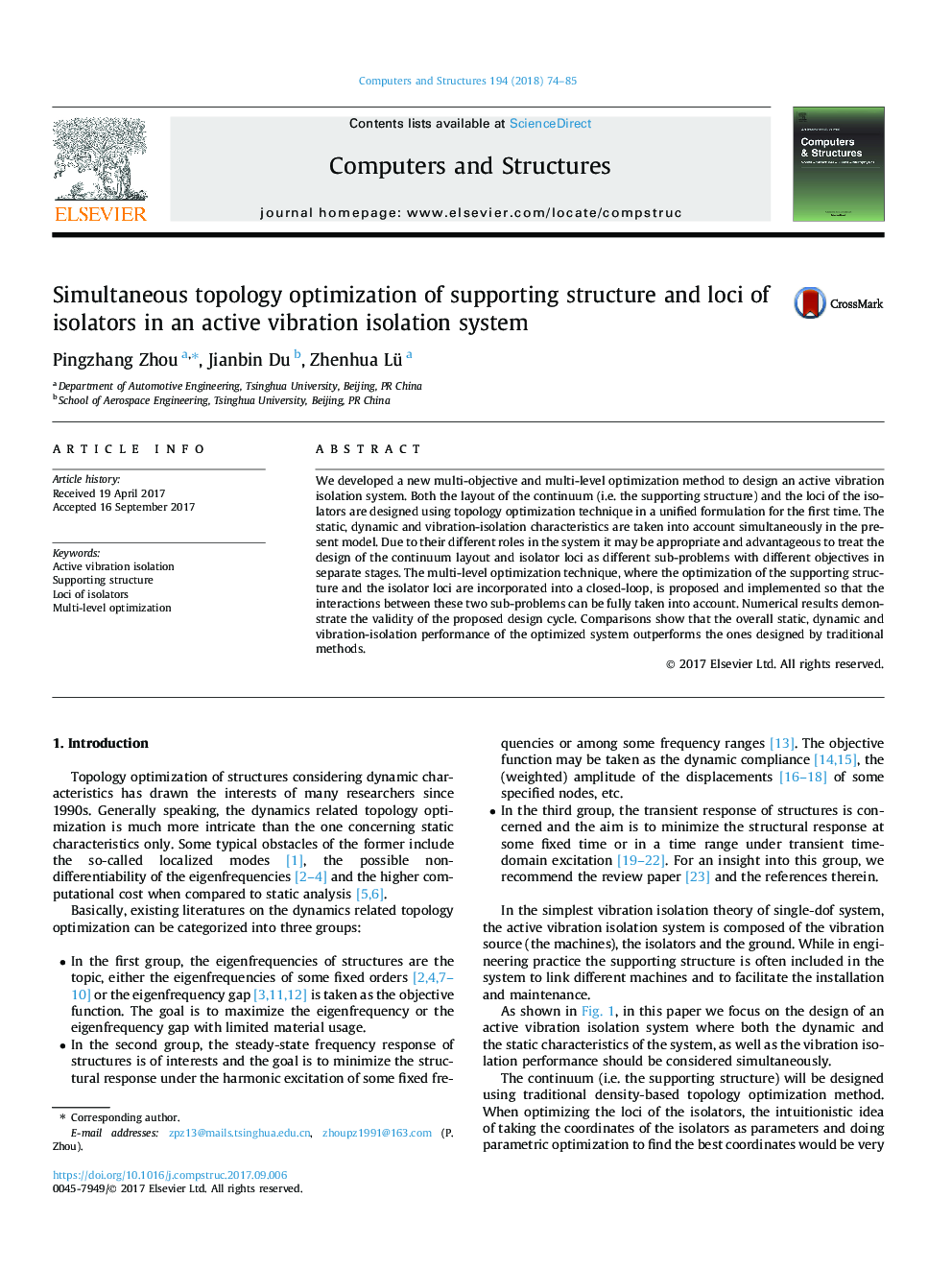 Simultaneous topology optimization of supporting structure and loci of isolators in an active vibration isolation system