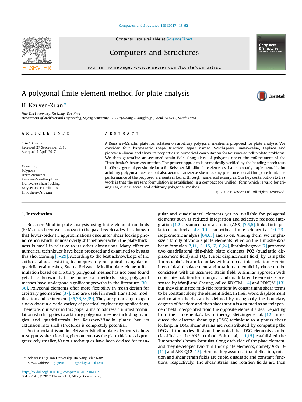 A polygonal finite element method for plate analysis