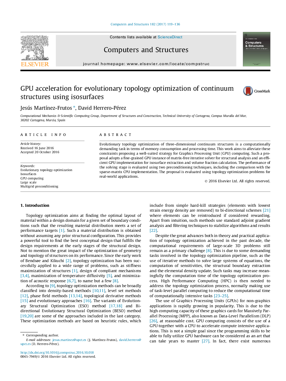 GPU acceleration for evolutionary topology optimization of continuum structures using isosurfaces