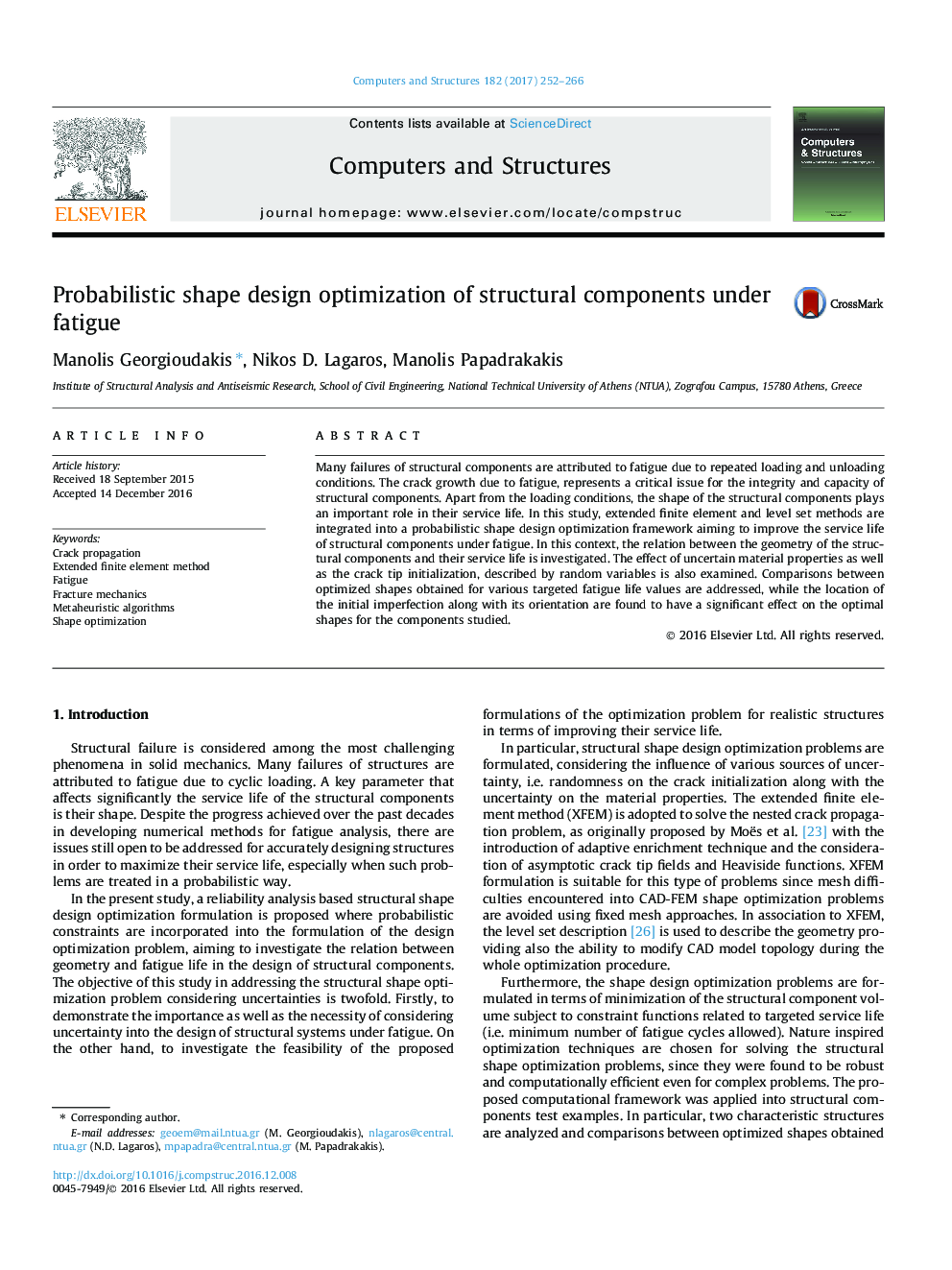 Probabilistic shape design optimization of structural components under fatigue