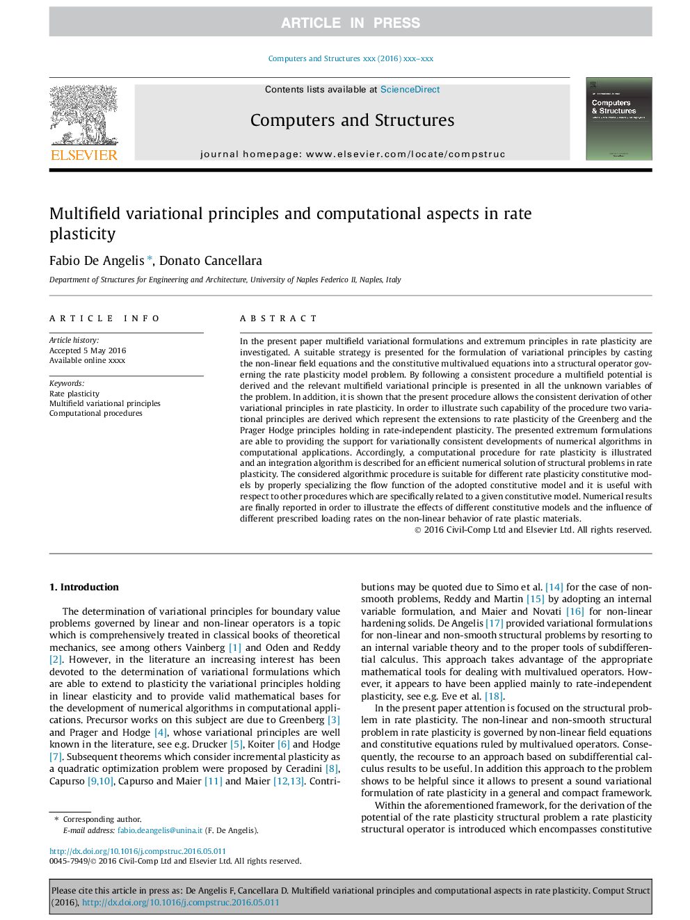 Multifield variational principles and computational aspects in rate plasticity