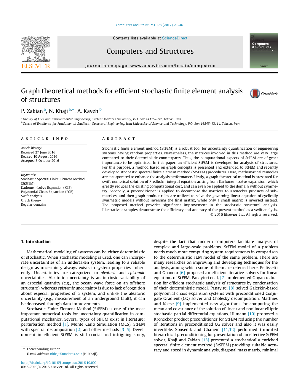 Graph theoretical methods for efficient stochastic finite element analysis of structures