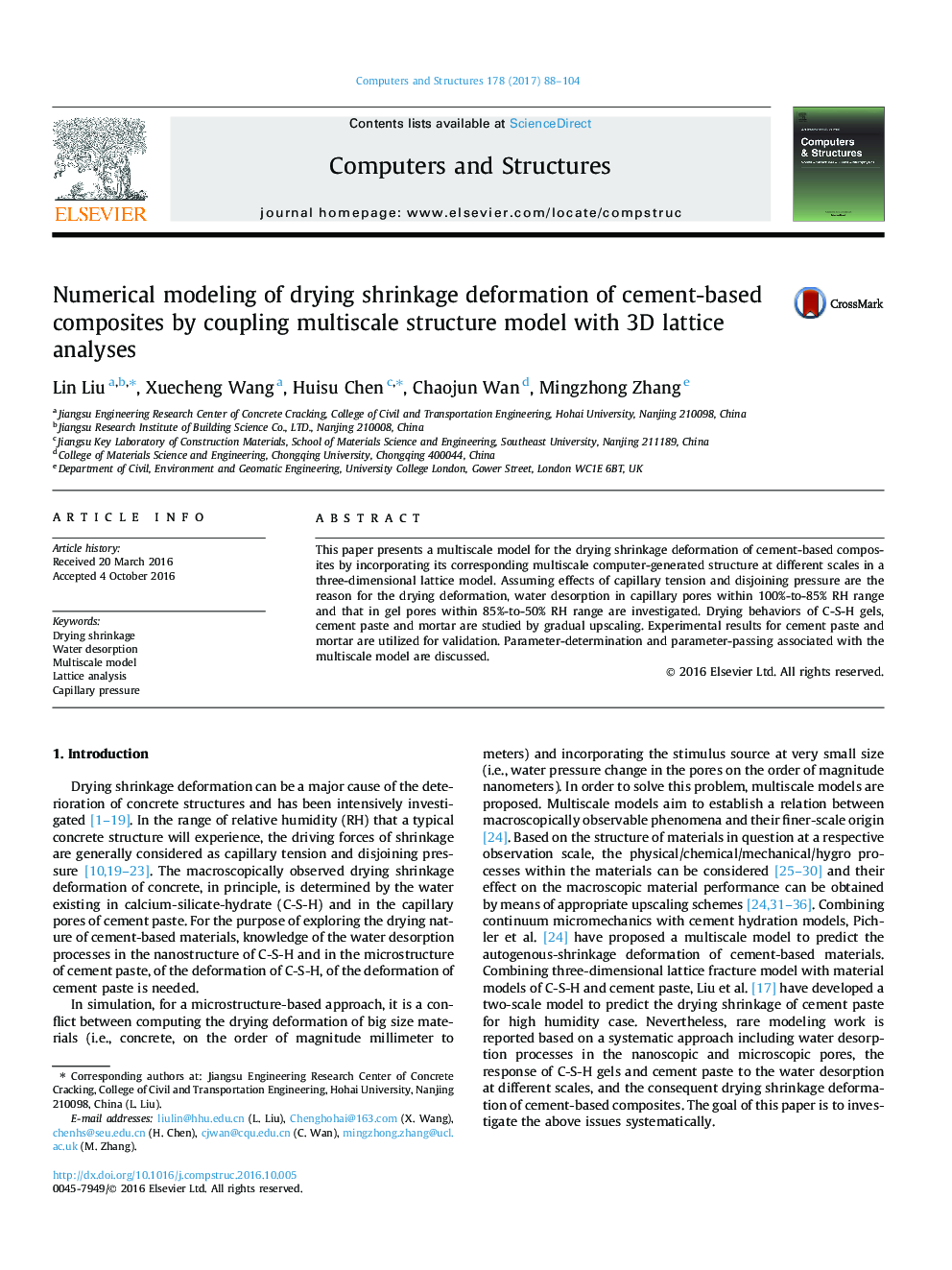 Numerical modeling of drying shrinkage deformation of cement-based composites by coupling multiscale structure model with 3D lattice analyses