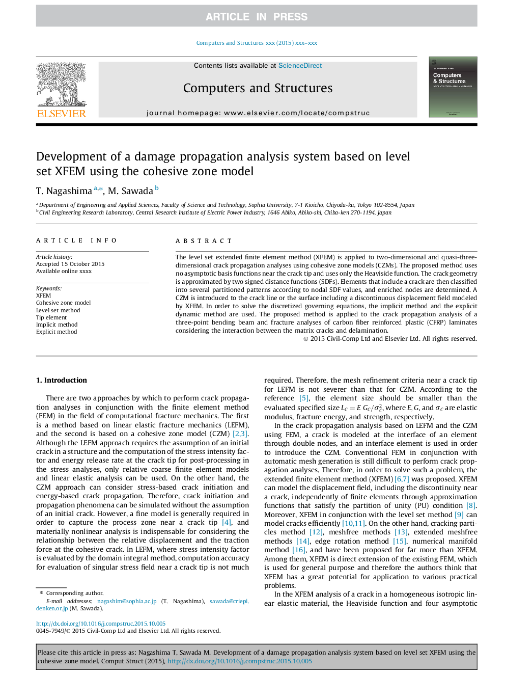 Development of a damage propagation analysis system based on level set XFEM using the cohesive zone model