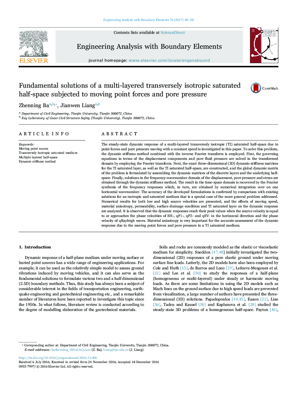 Fundamental solutions of a multi-layered transversely isotropic saturated half-space subjected to moving point forces and pore pressure