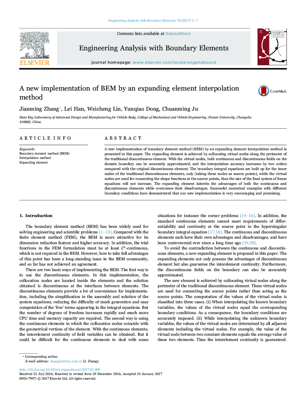 A new implementation of BEM by an expanding element interpolation method