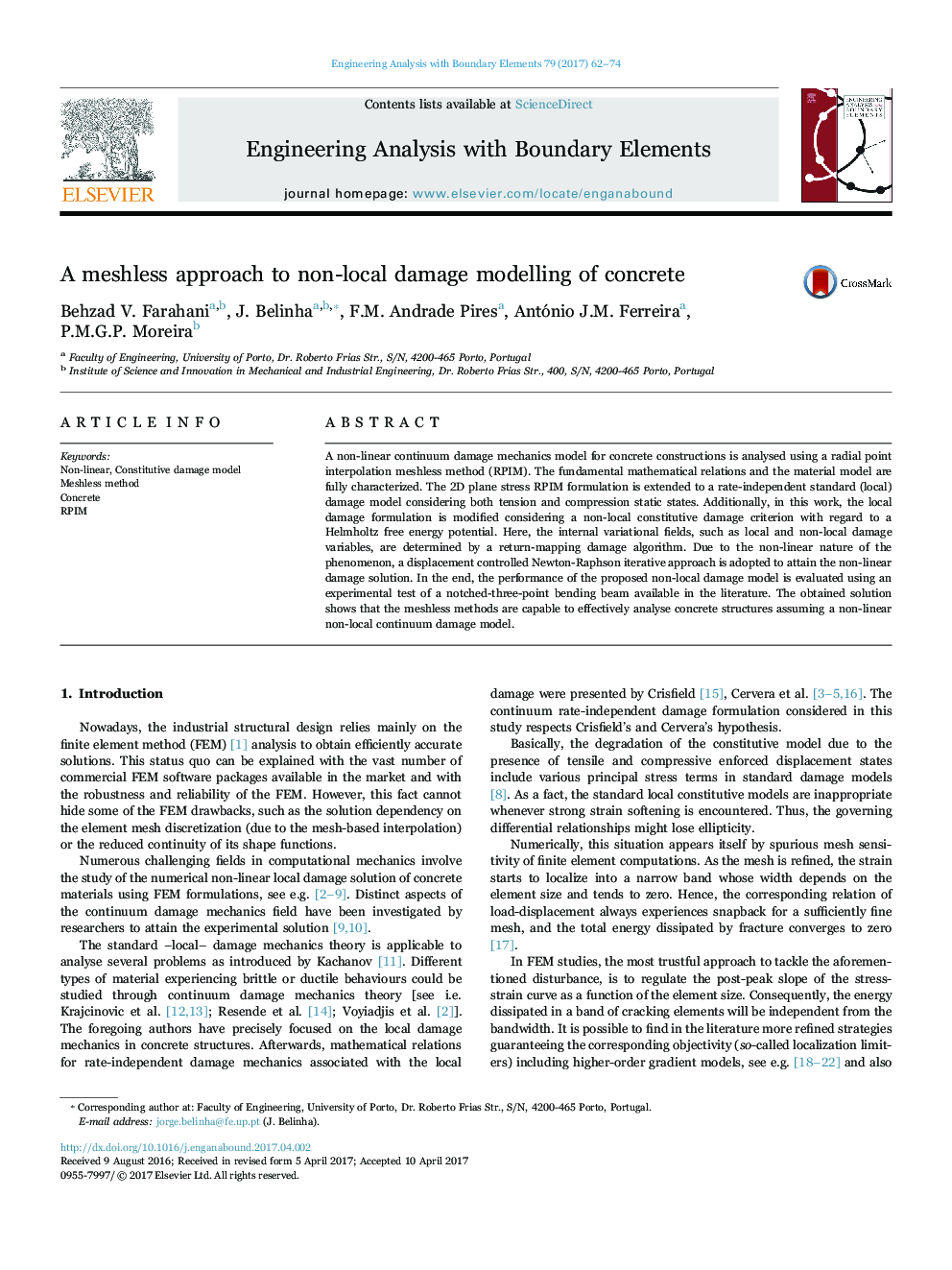 A meshless approach to non-local damage modelling of concrete