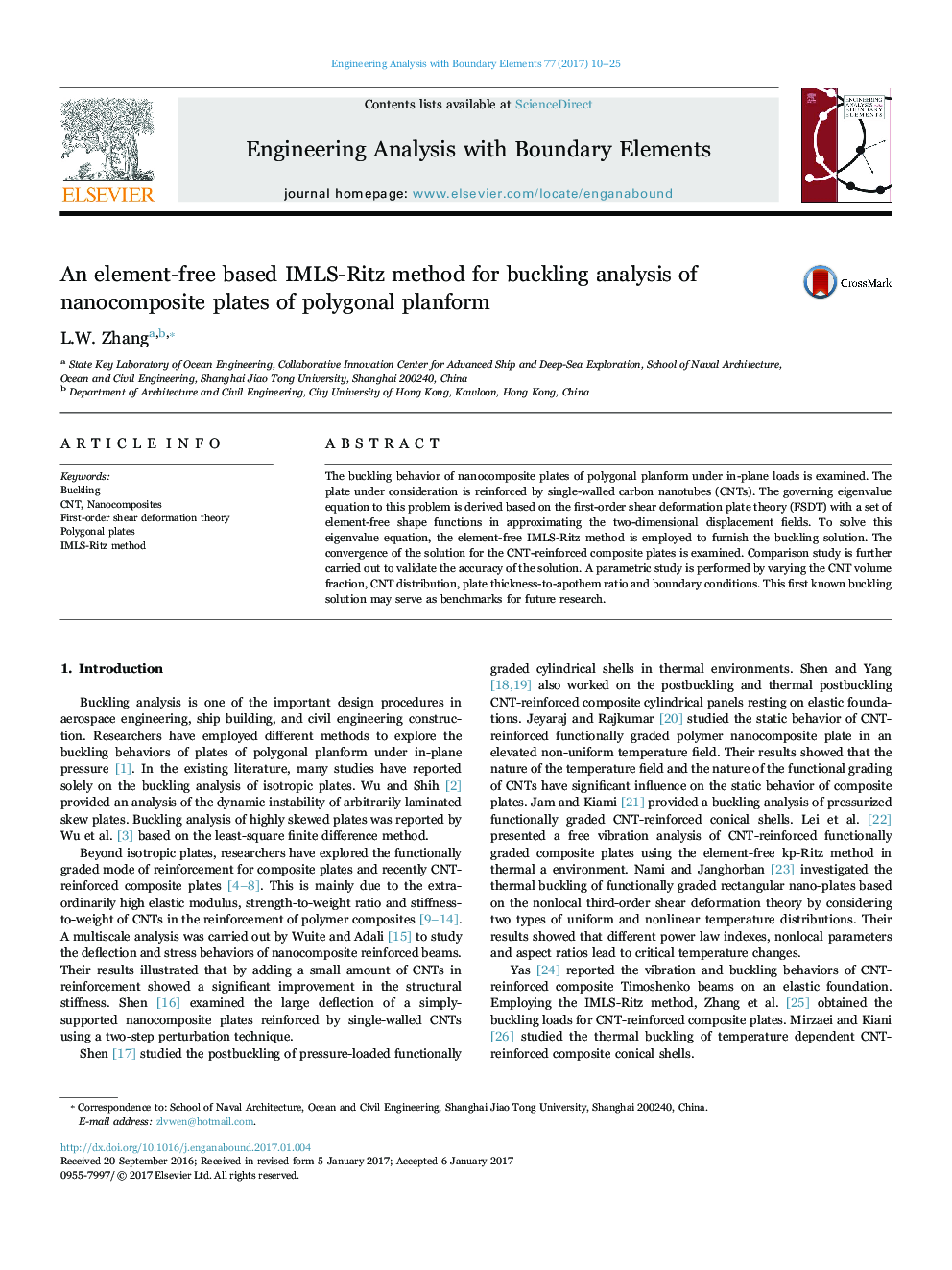 An element-free based IMLS-Ritz method for buckling analysis of nanocomposite plates of polygonal planform