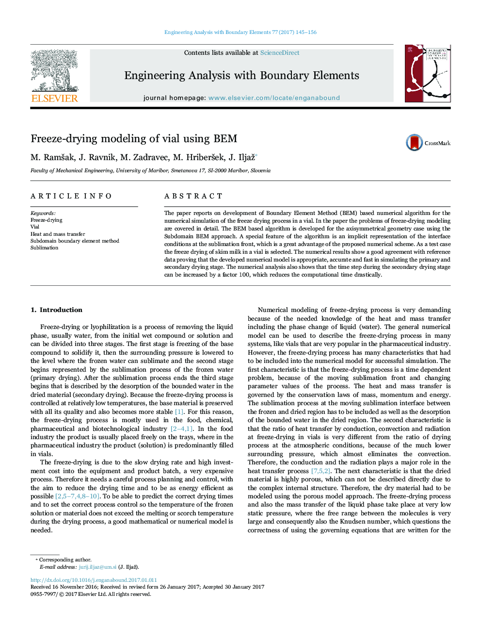 Freeze-drying modeling of vial using BEM