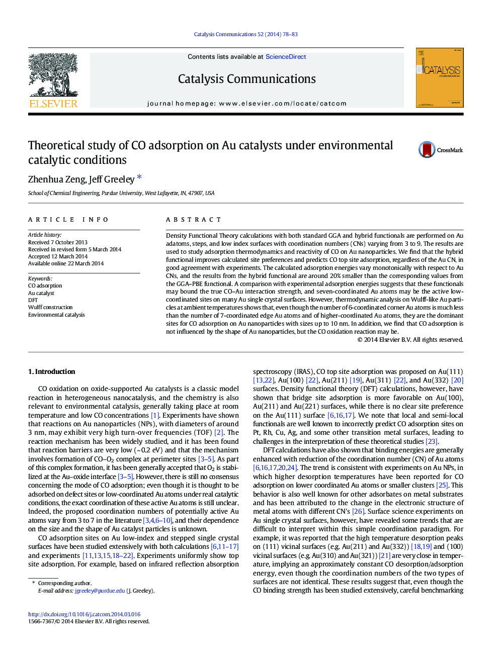Theoretical study of CO adsorption on Au catalysts under environmental catalytic conditions