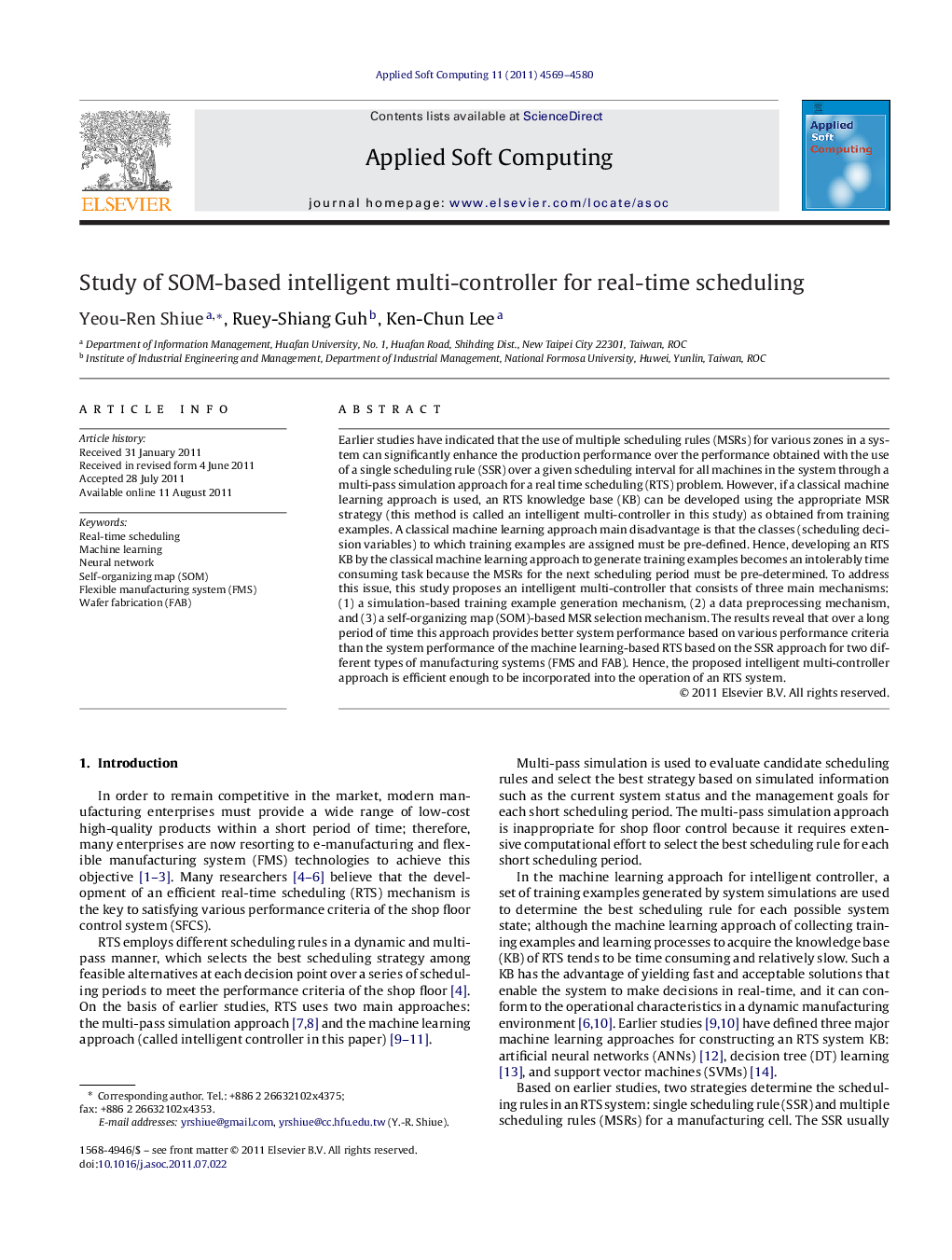 Study of SOM-based intelligent multi-controller for real-time scheduling