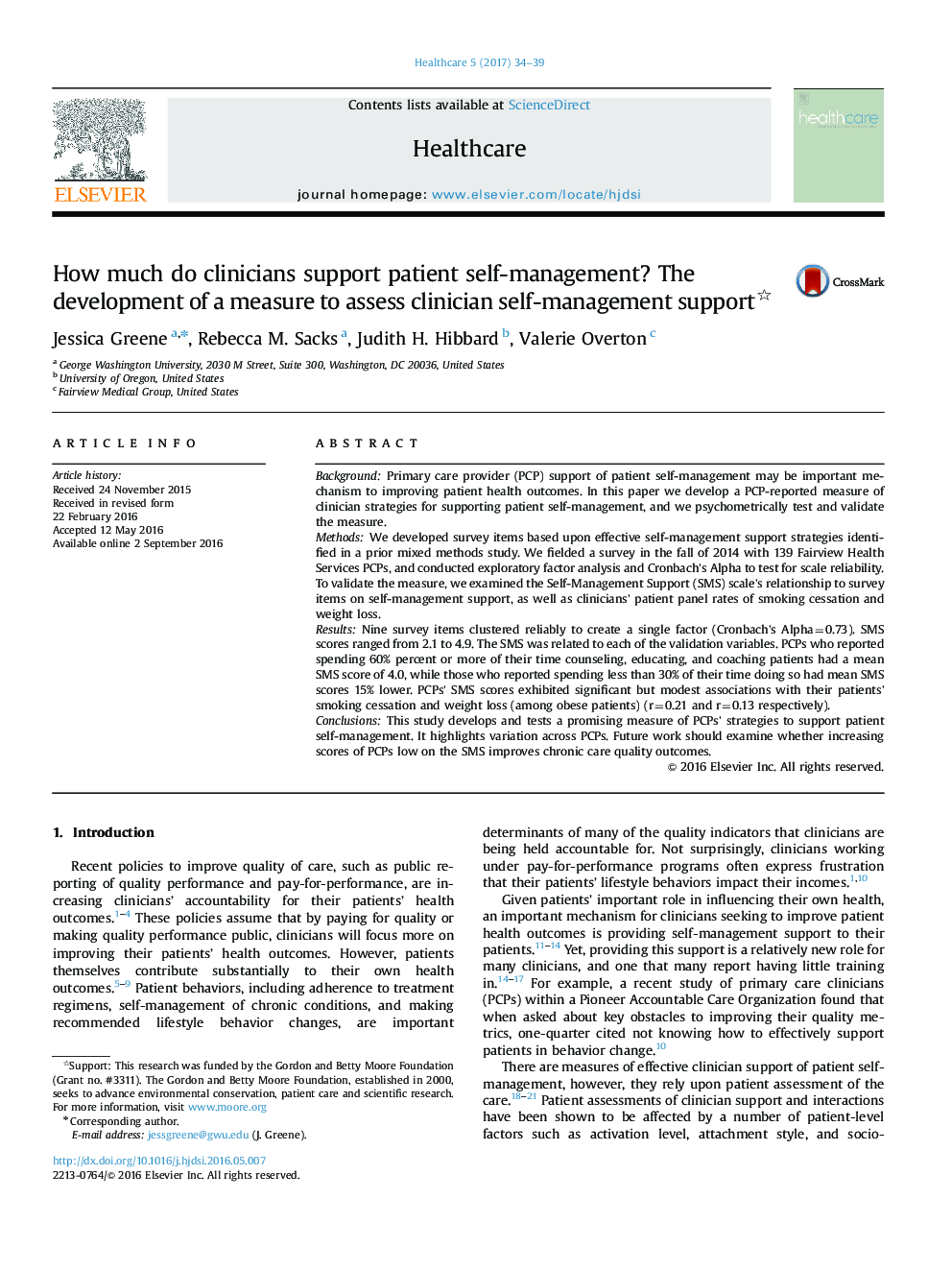 How much do clinicians support patient self-management? The development of a measure to assess clinician self-management support