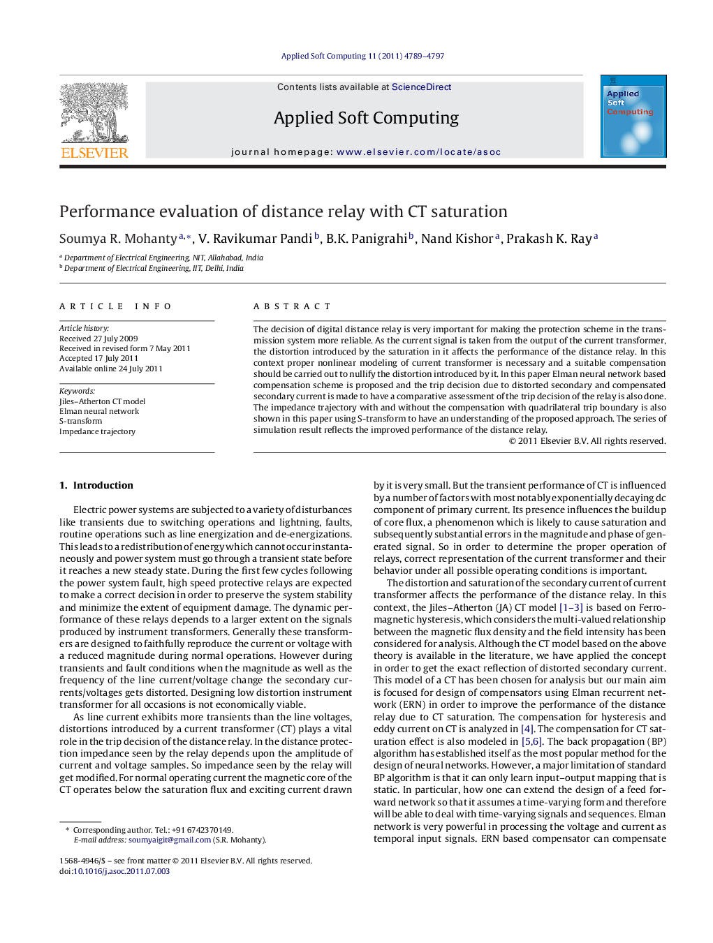 Performance evaluation of distance relay with CT saturation