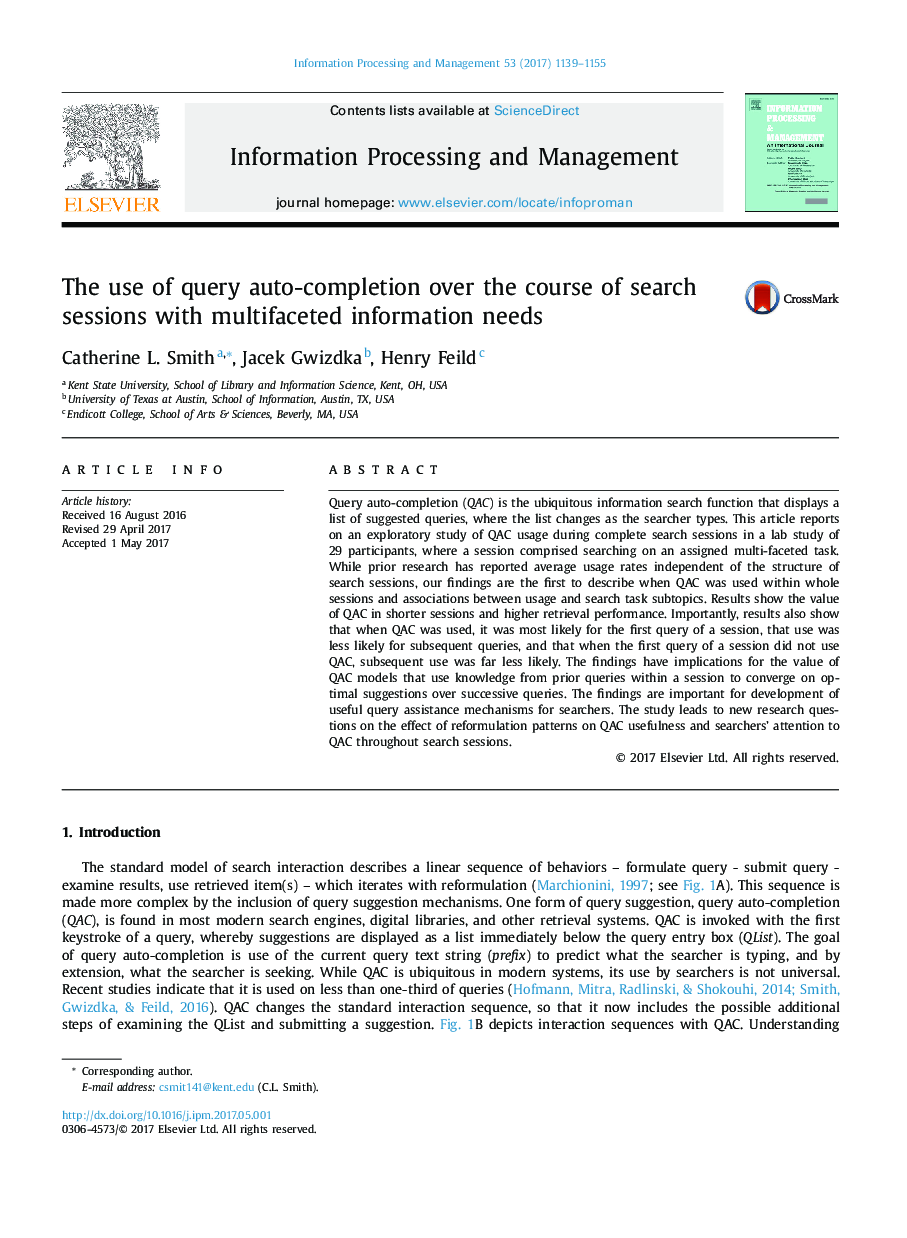 The use of query auto-completion over the course of search sessions with multifaceted information needs