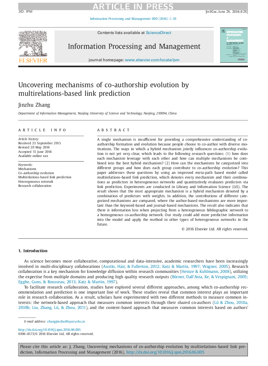 Uncovering mechanisms of co-authorship evolution by multirelations-based link prediction