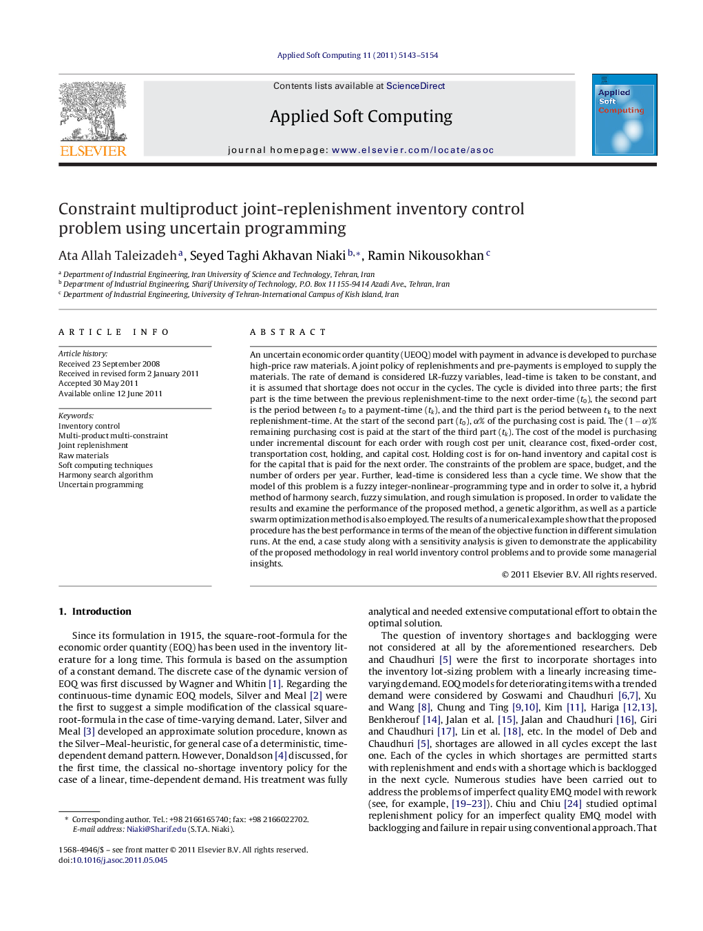 Constraint multiproduct joint-replenishment inventory control problem using uncertain programming