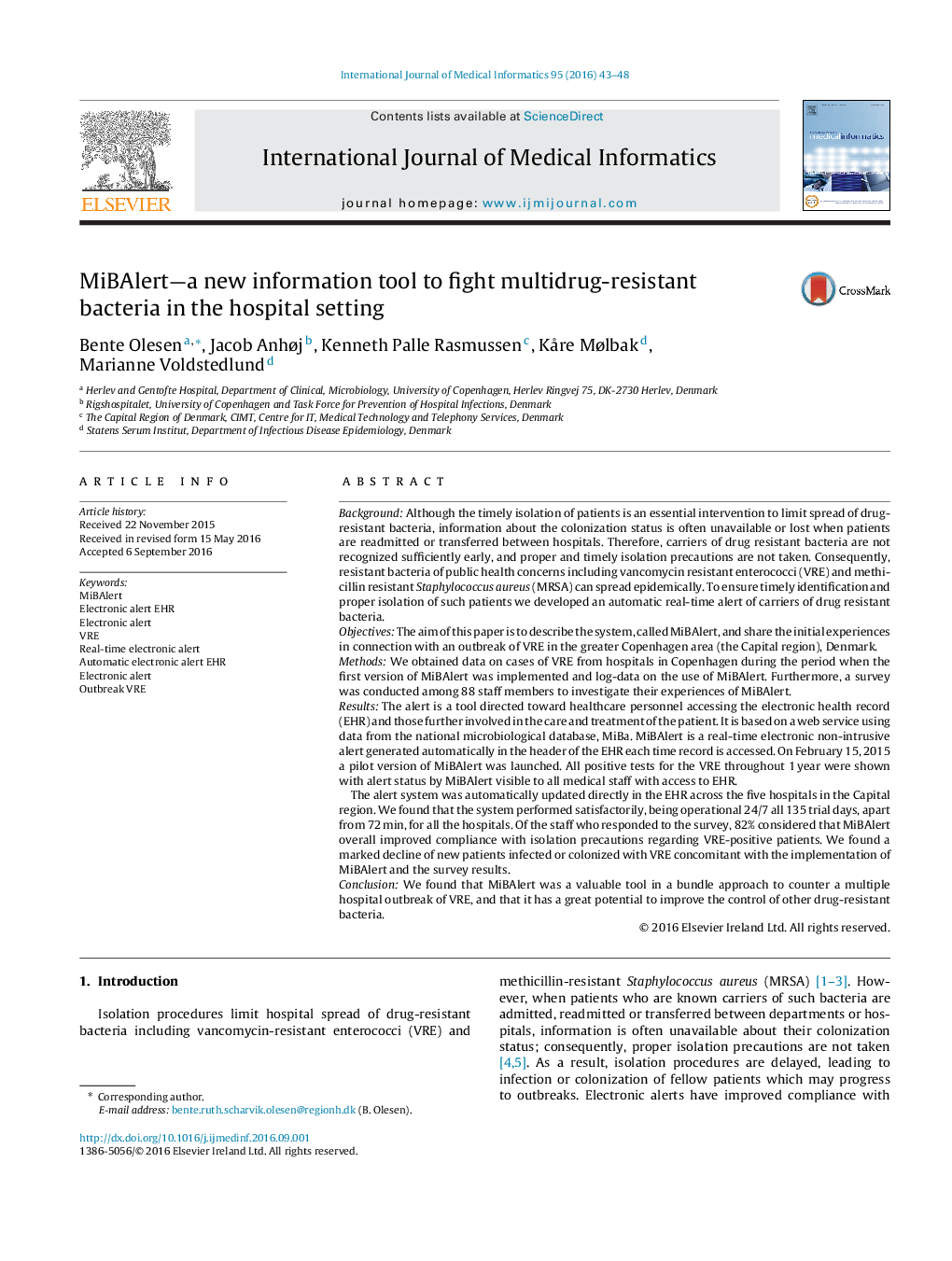 MiBAlert-a new information tool to fight multidrug-resistant bacteria in the hospital setting