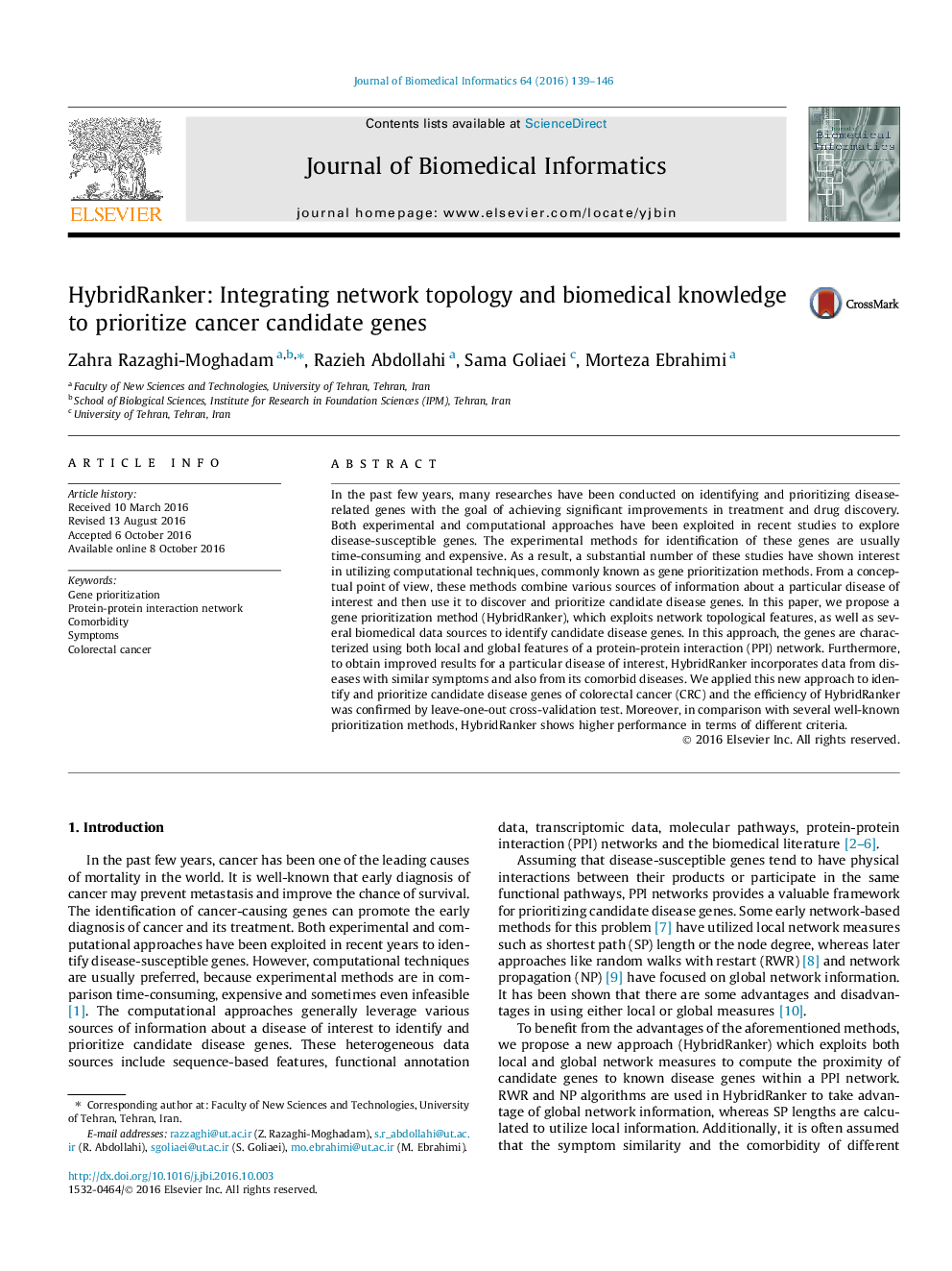 HybridRanker: Integrating network topology and biomedical knowledge to prioritize cancer candidate genes