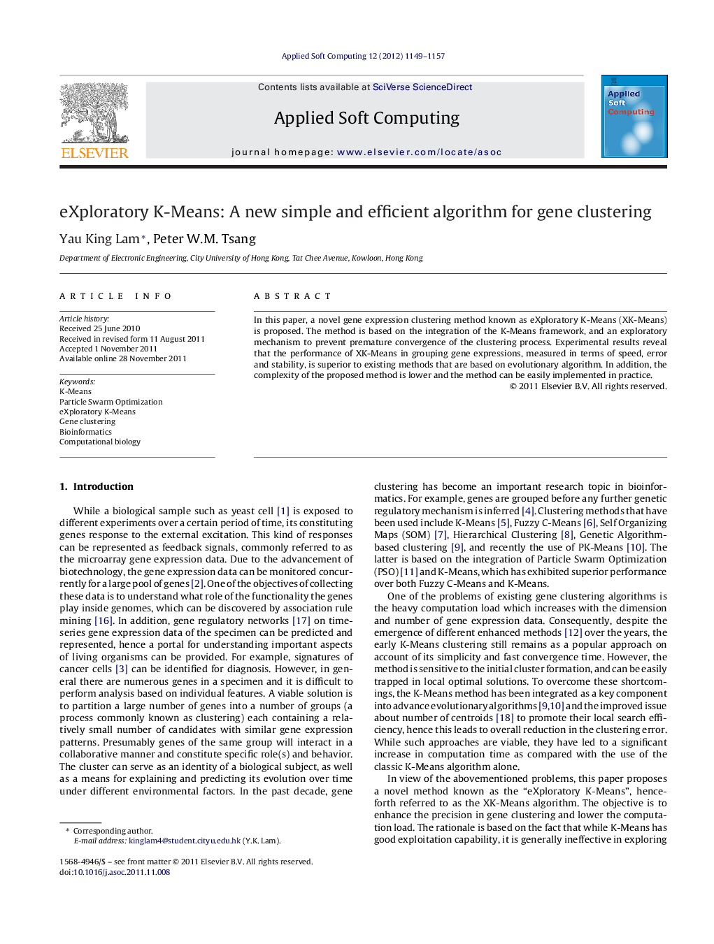 eXploratory K-Means: A new simple and efficient algorithm for gene clustering