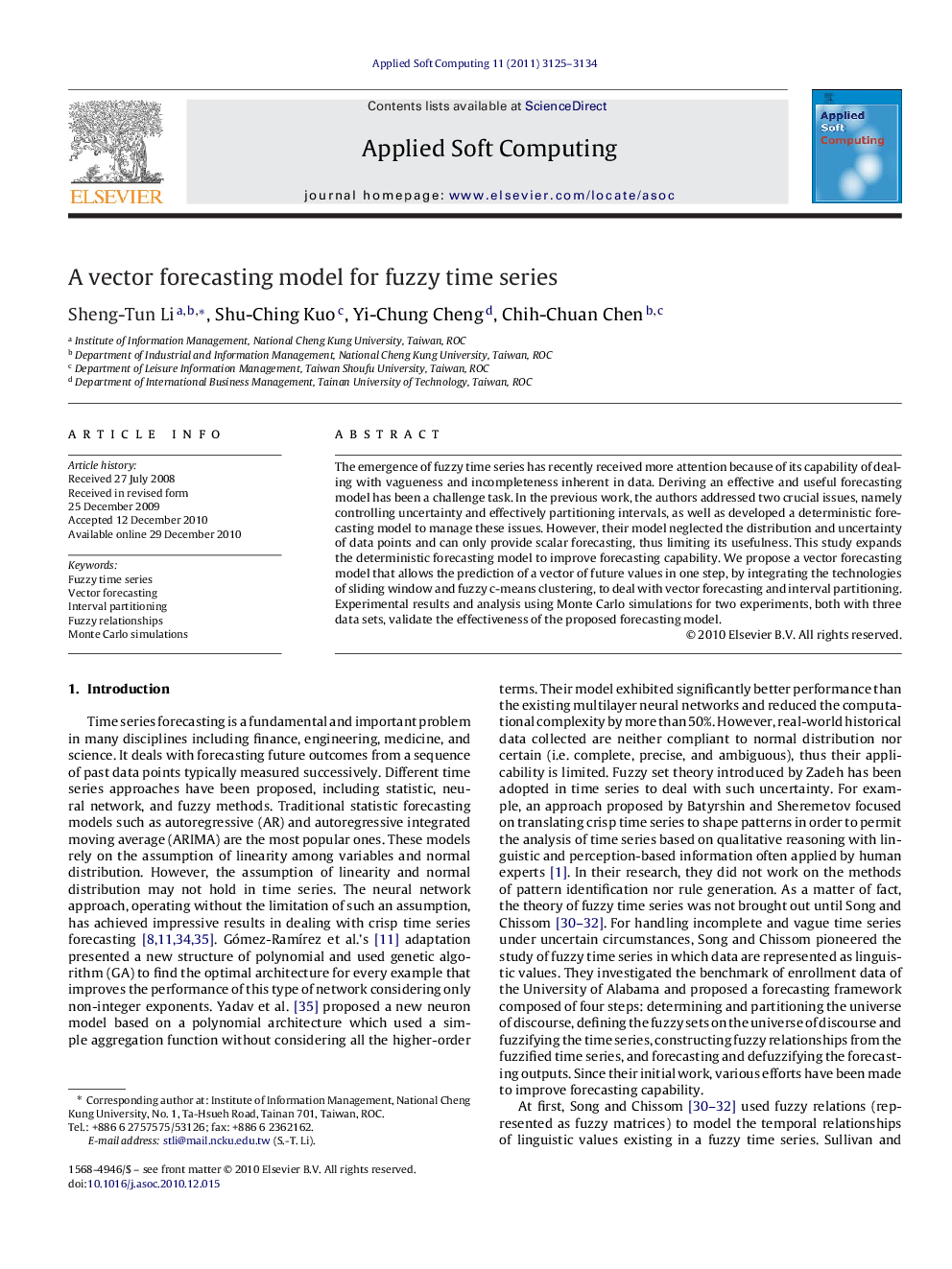 A vector forecasting model for fuzzy time series