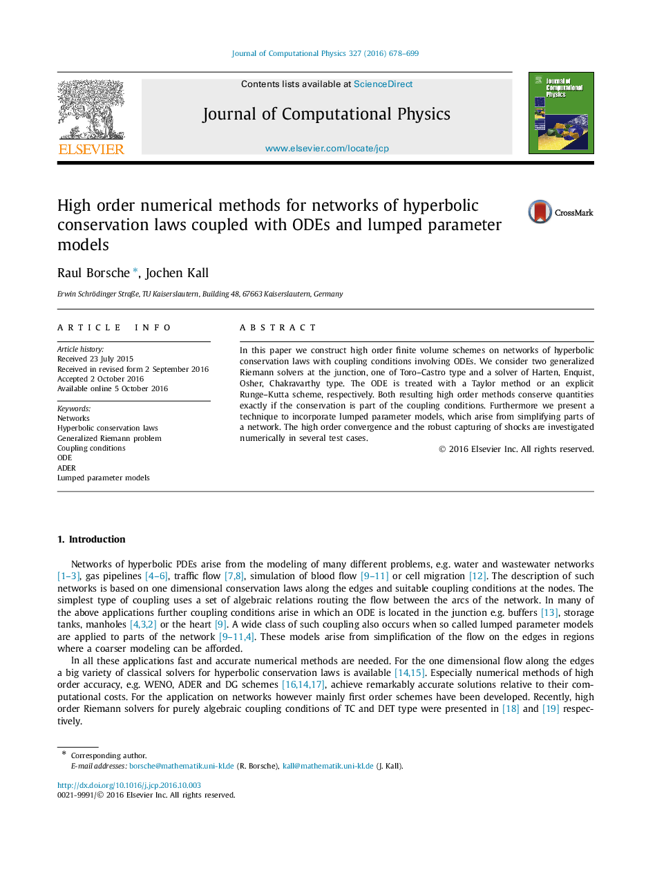 High order numerical methods for networks of hyperbolic conservation laws coupled with ODEs and lumped parameter models