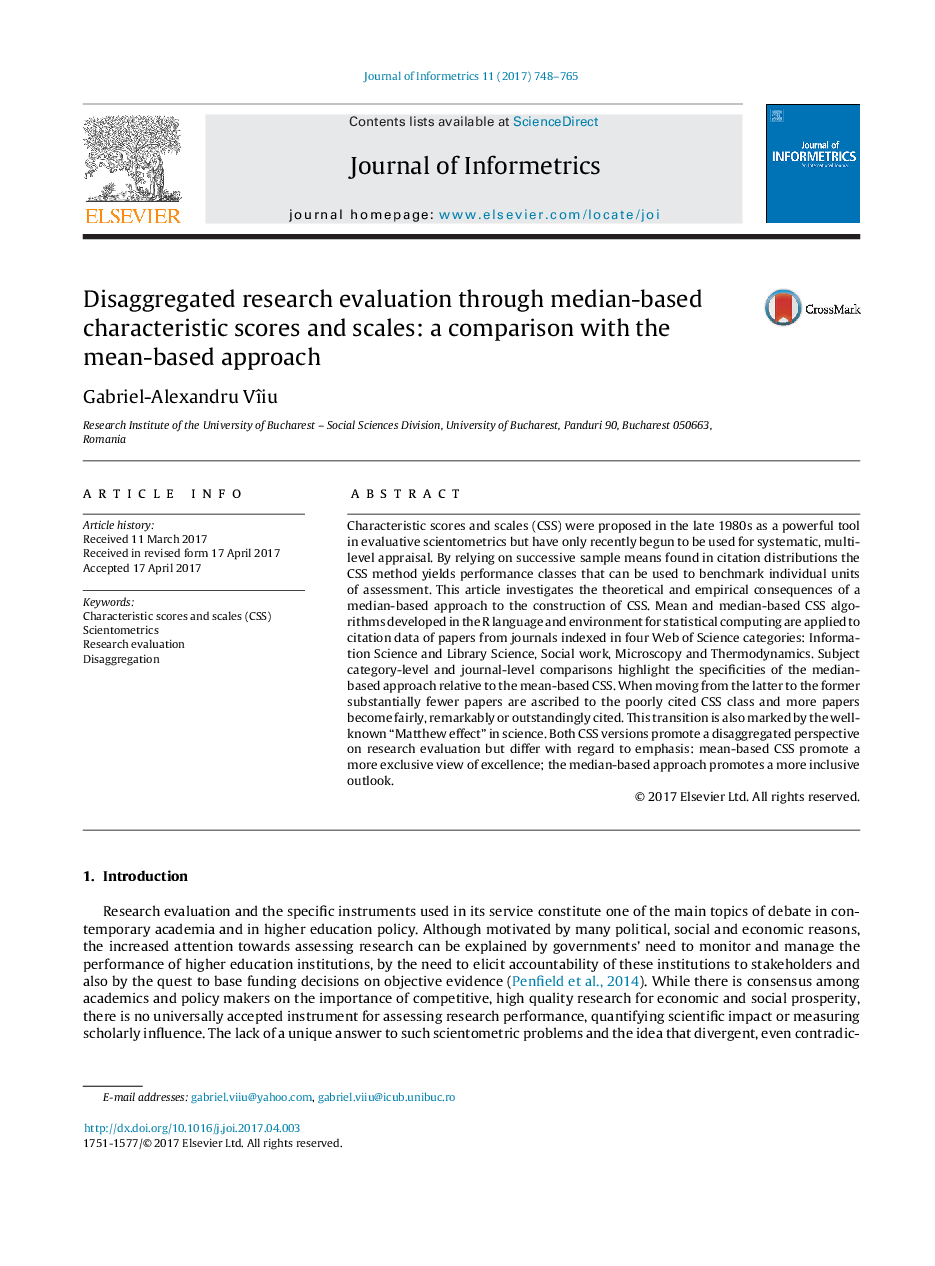 Disaggregated research evaluation through median-based characteristic scores and scales: a comparison with the mean-based approach