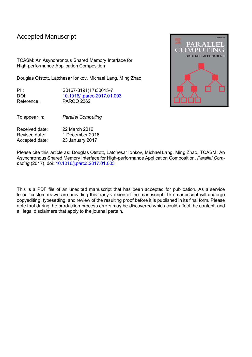 TCASM: An asynchronous shared memory interface for high-performance application composition