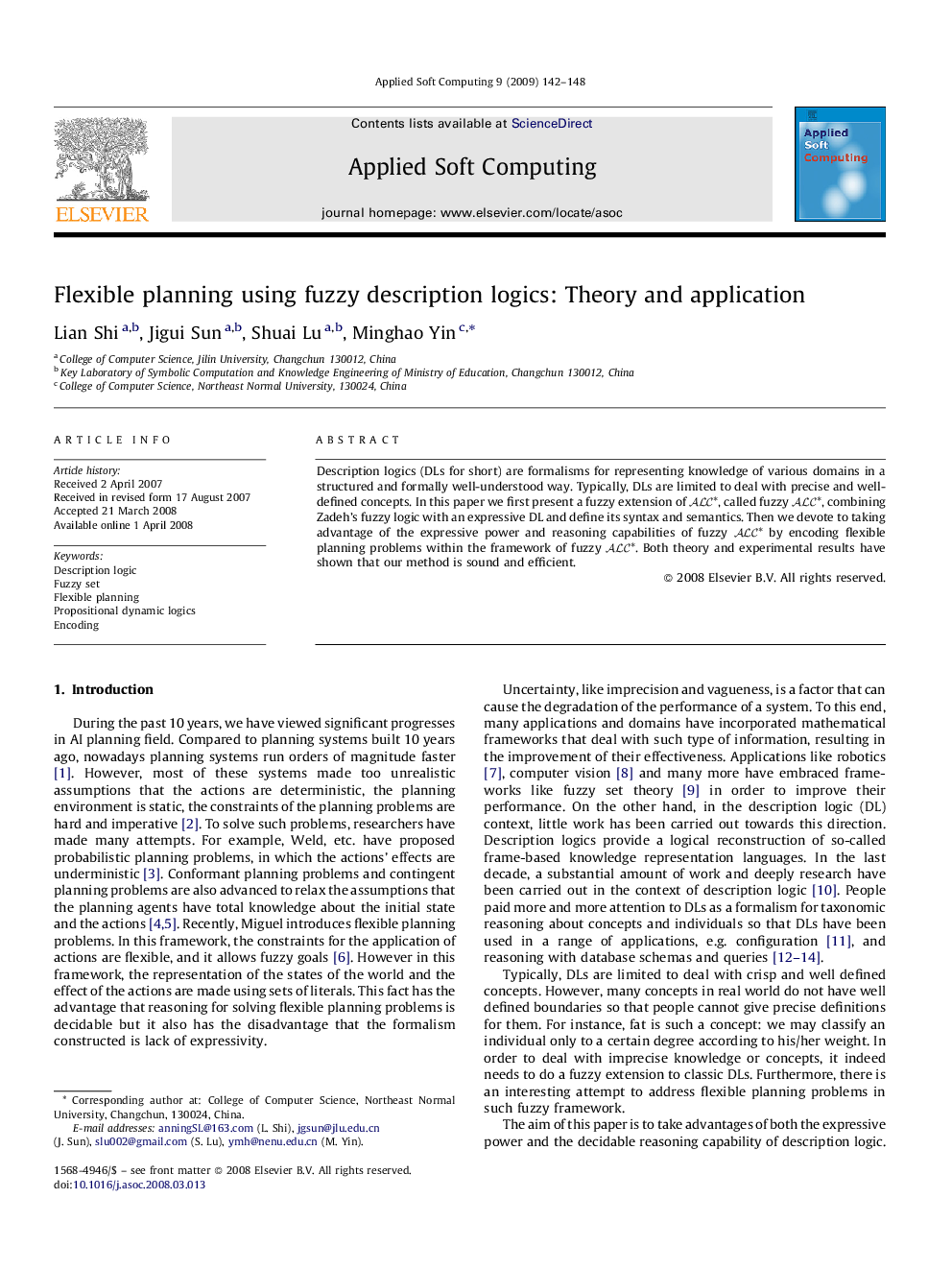 Flexible planning using fuzzy description logics: Theory and application