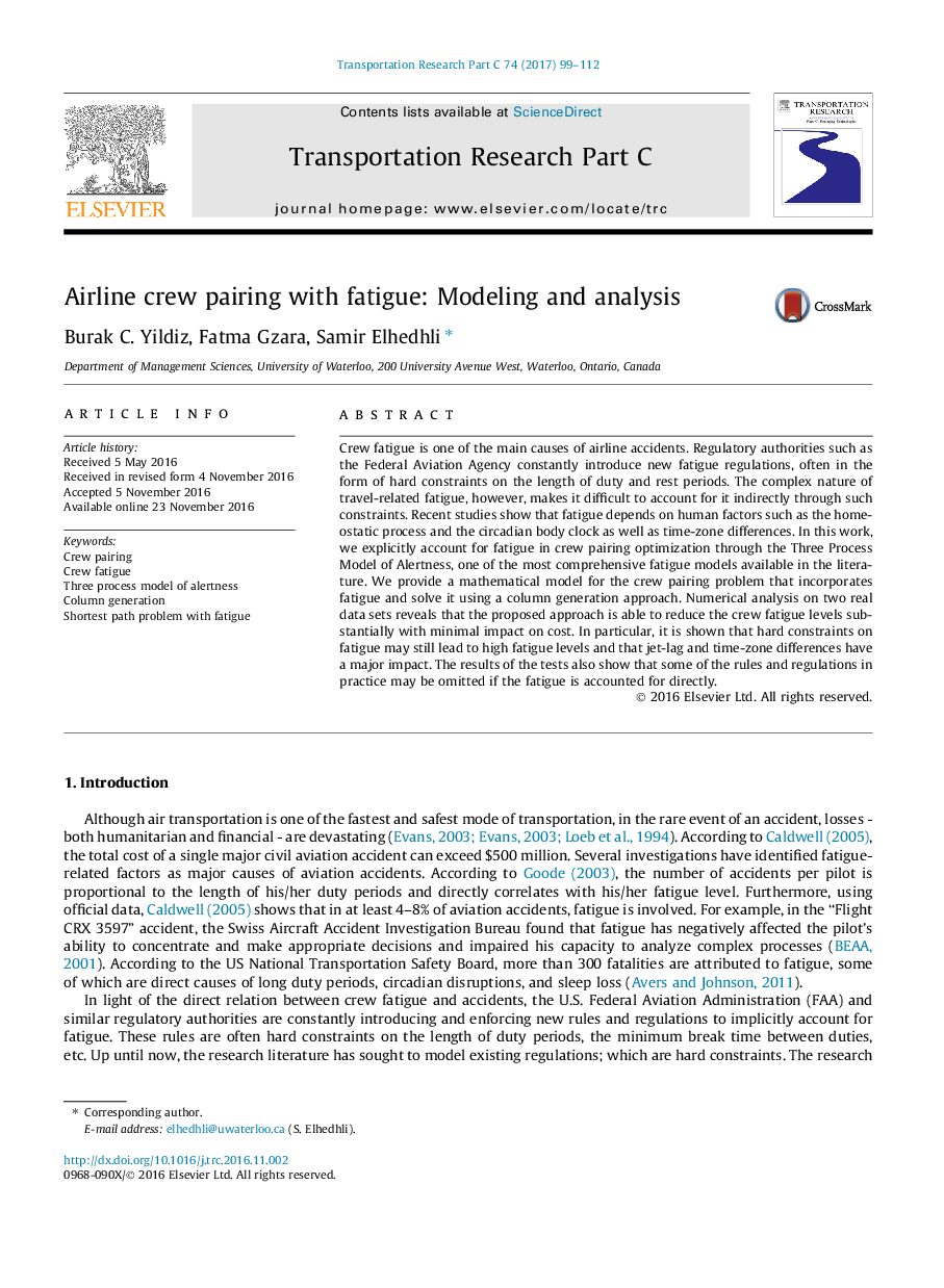 Airline crew pairing with fatigue: Modeling and analysis