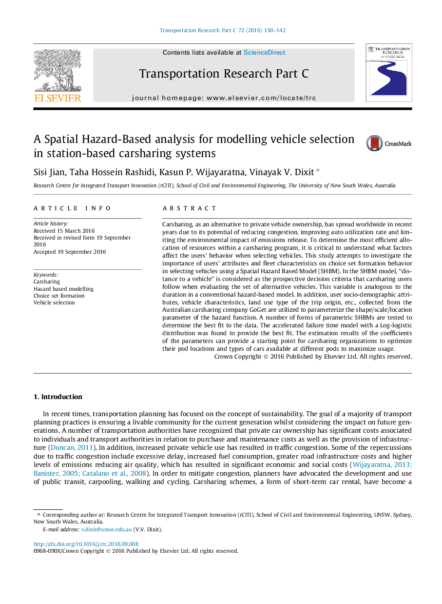 A Spatial Hazard-Based analysis for modelling vehicle selection in station-based carsharing systems