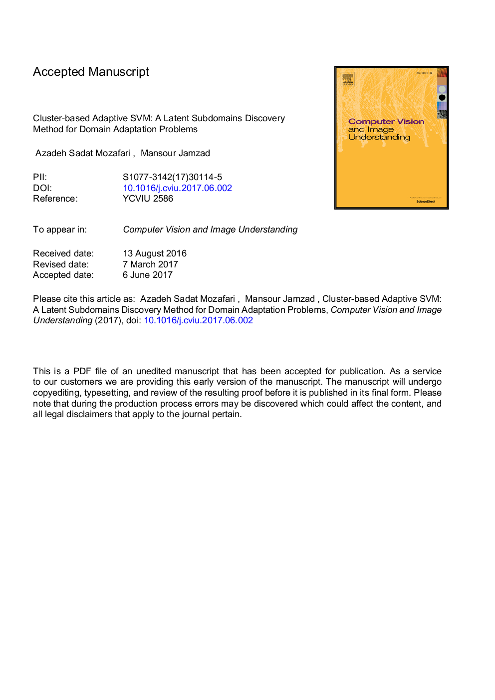 Cluster-based adaptive SVM: A latent subdomains discovery method for domain adaptation problems