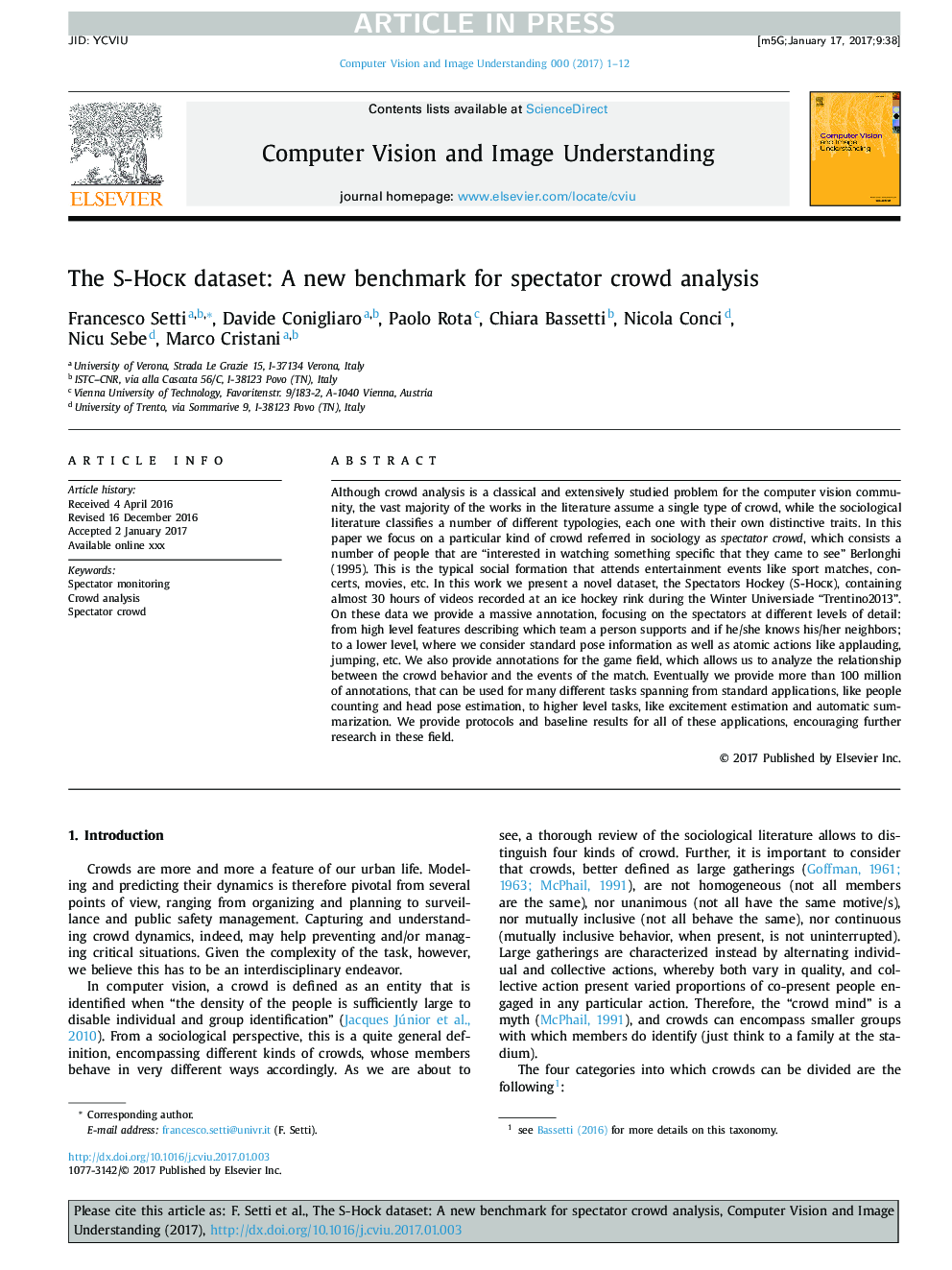 The S-Hock dataset: A new benchmark for spectator crowd analysis