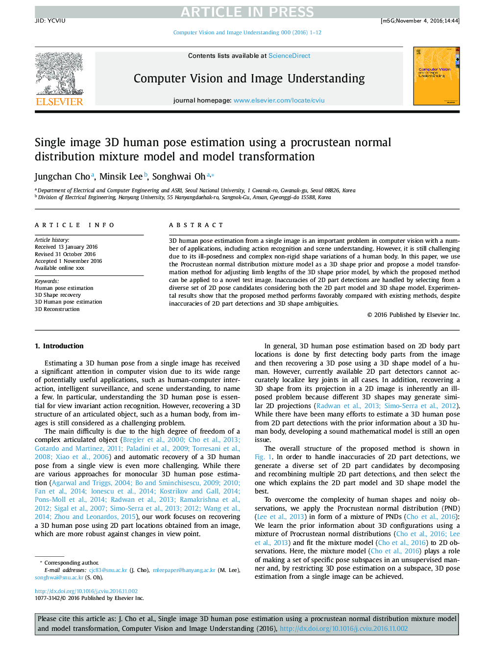 Single image 3D human pose estimation using a procrustean normal distribution mixture model and model transformation