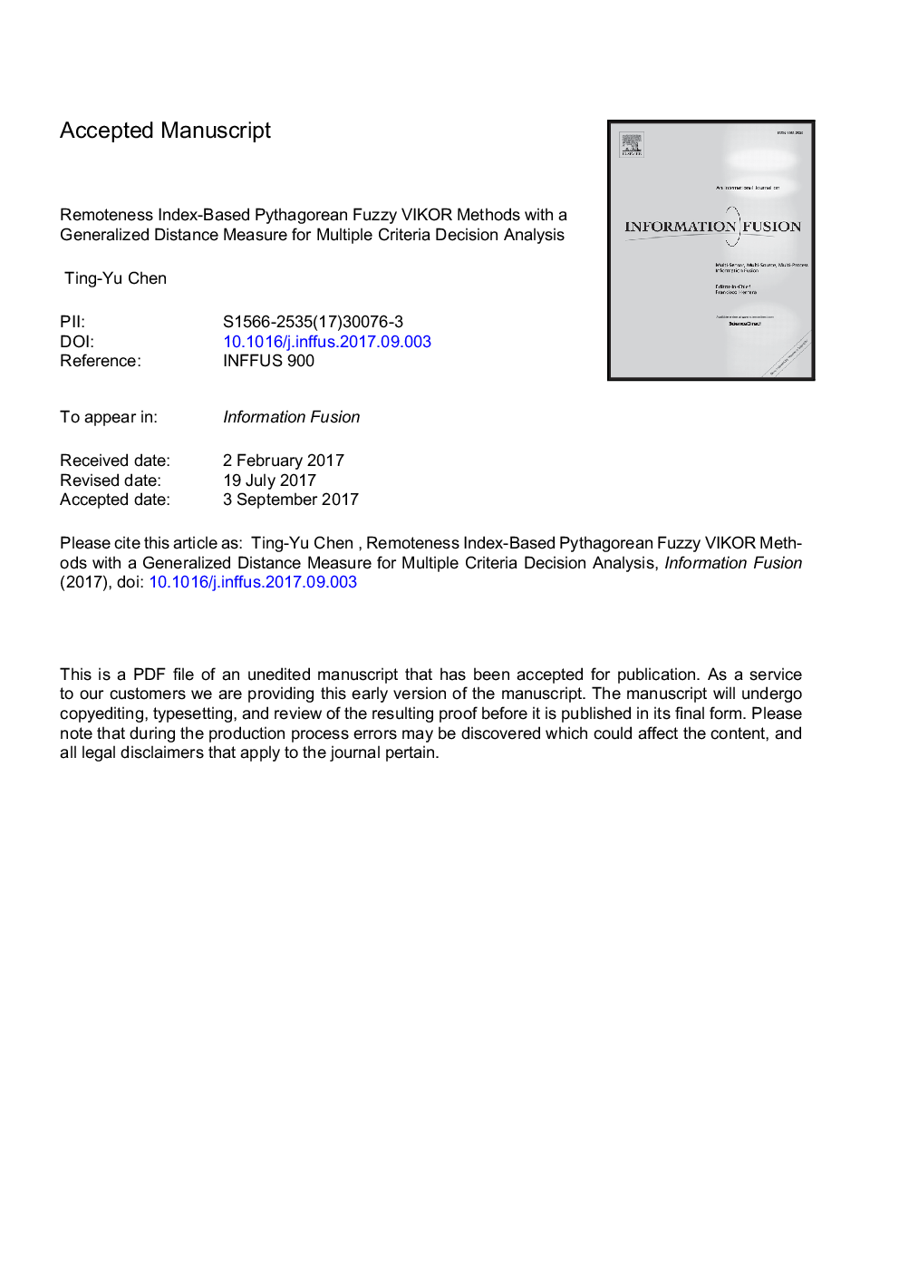 Remoteness index-based Pythagorean fuzzy VIKOR methods with a generalized distance measure for multiple criteria decision analysis