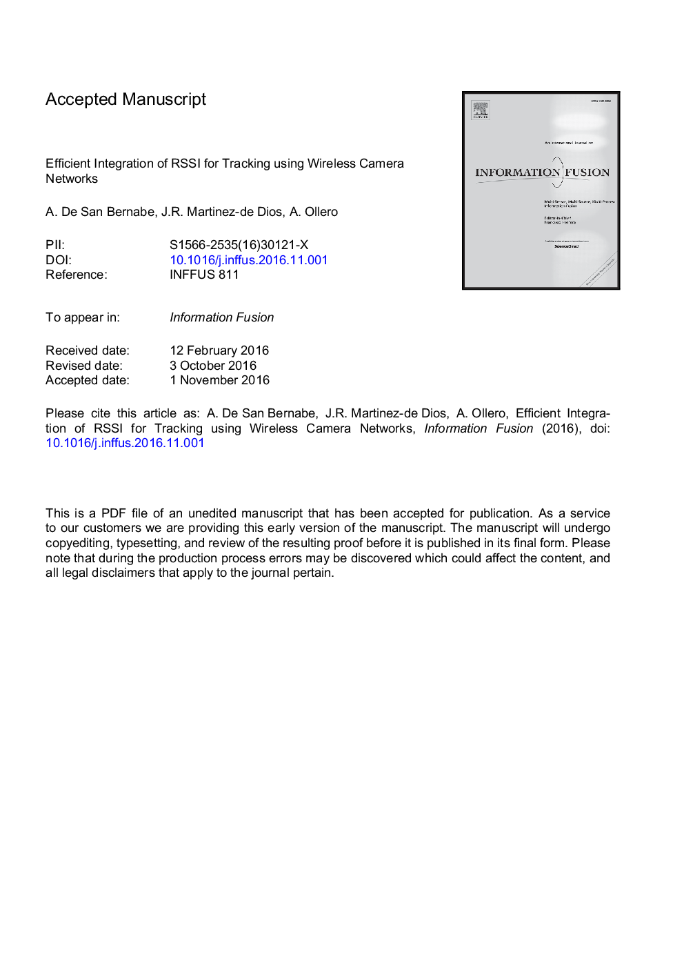 Efficient integration of RSSI for tracking using Wireless Camera Networks