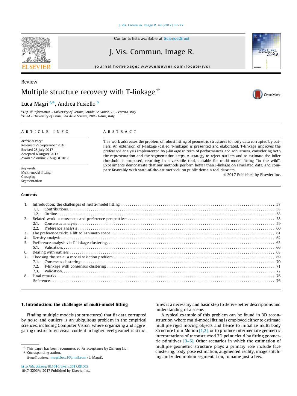 Multiple structure recovery with T-linkage