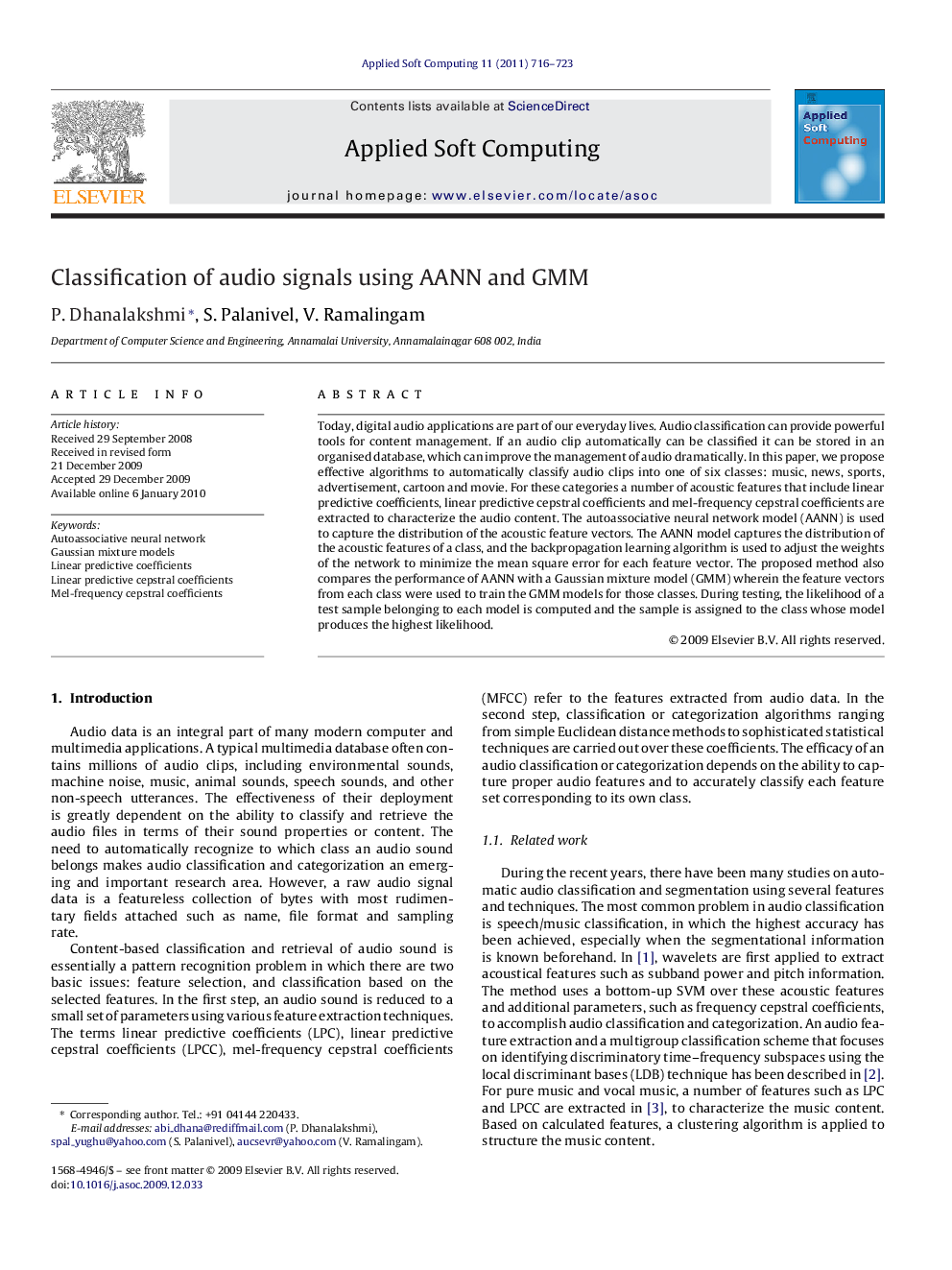 Classification of audio signals using AANN and GMM