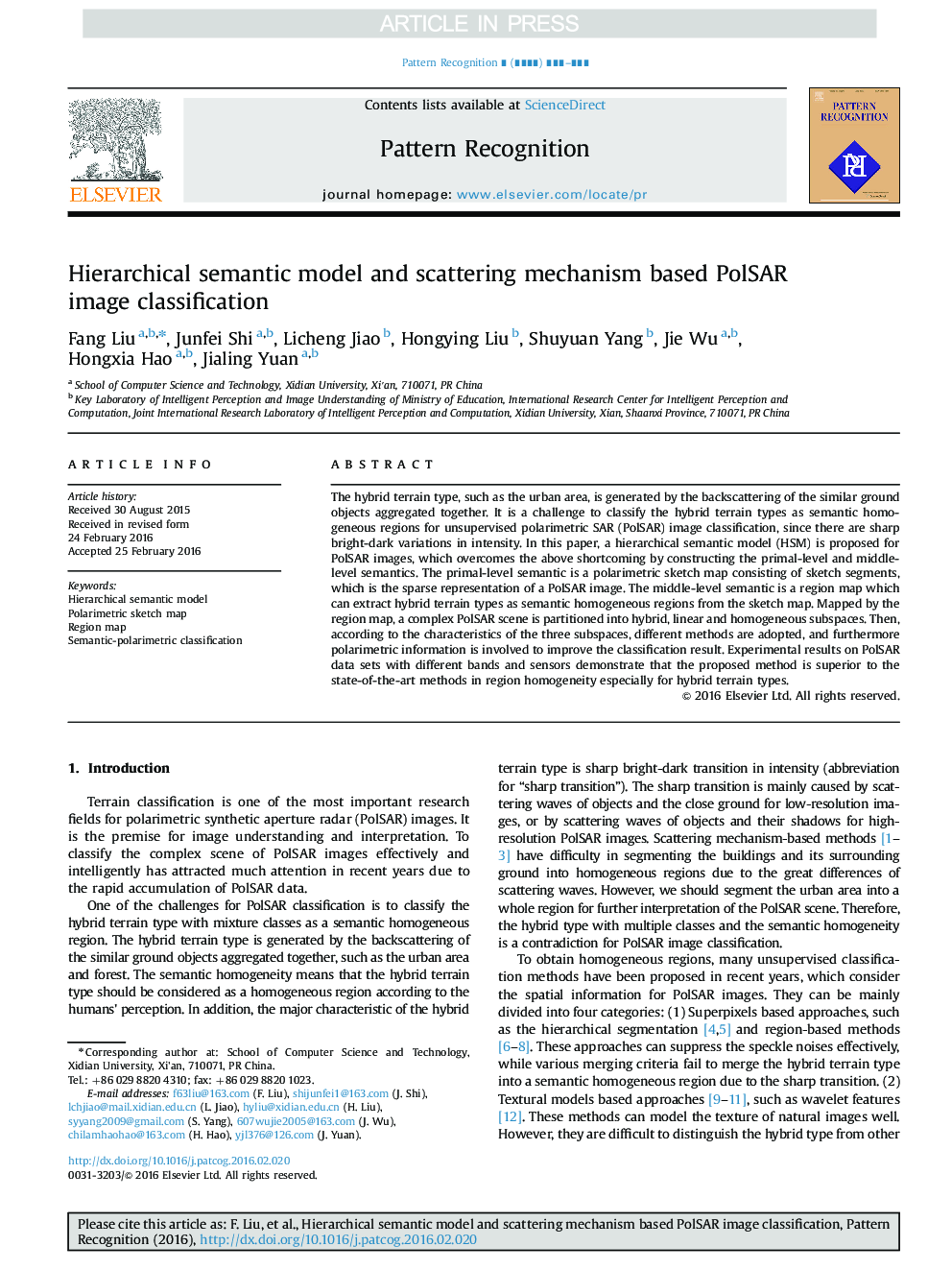 Hierarchical semantic model and scattering mechanism based PolSAR image classification