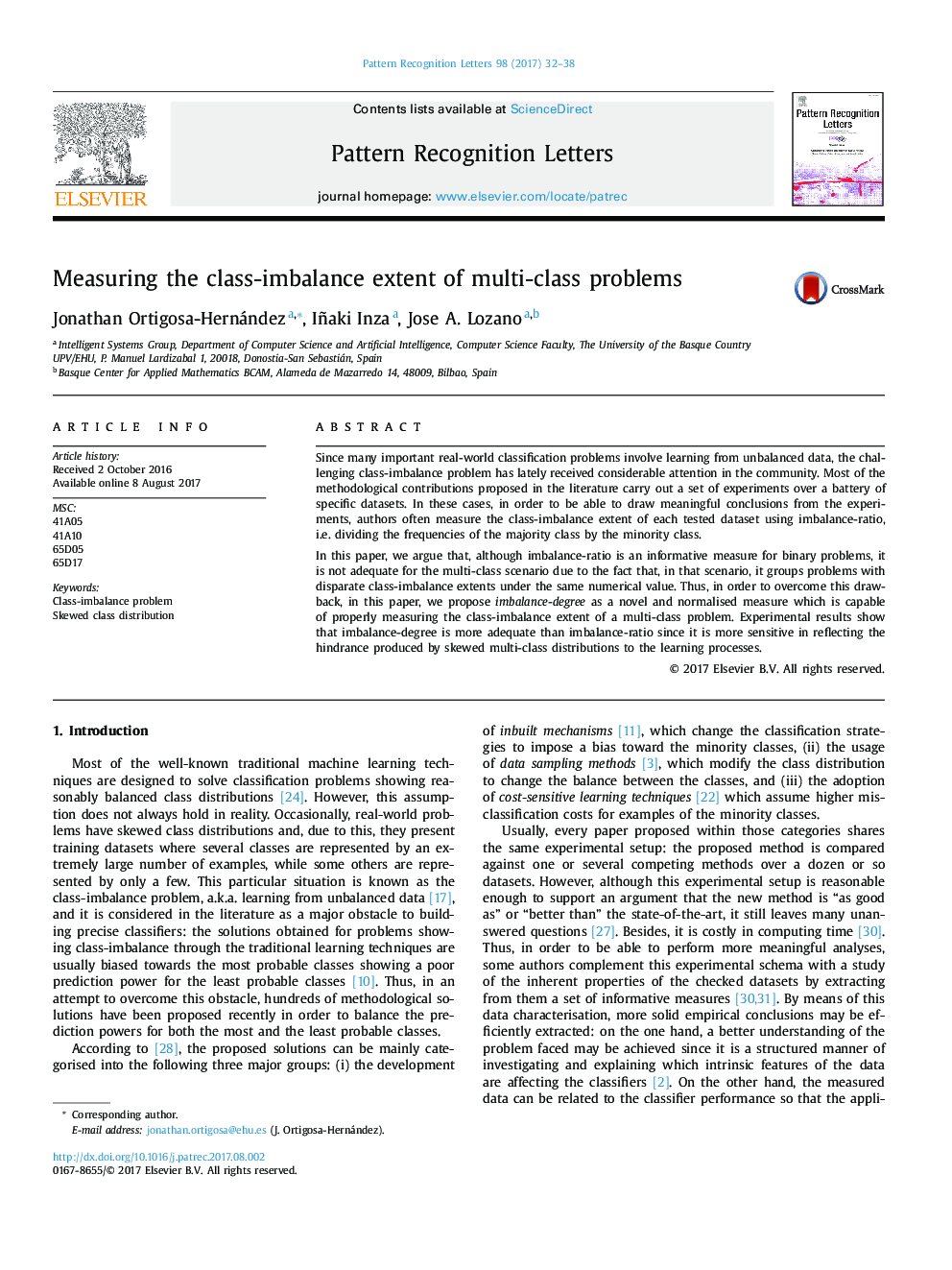 Measuring the class-imbalance extent of multi-class problems