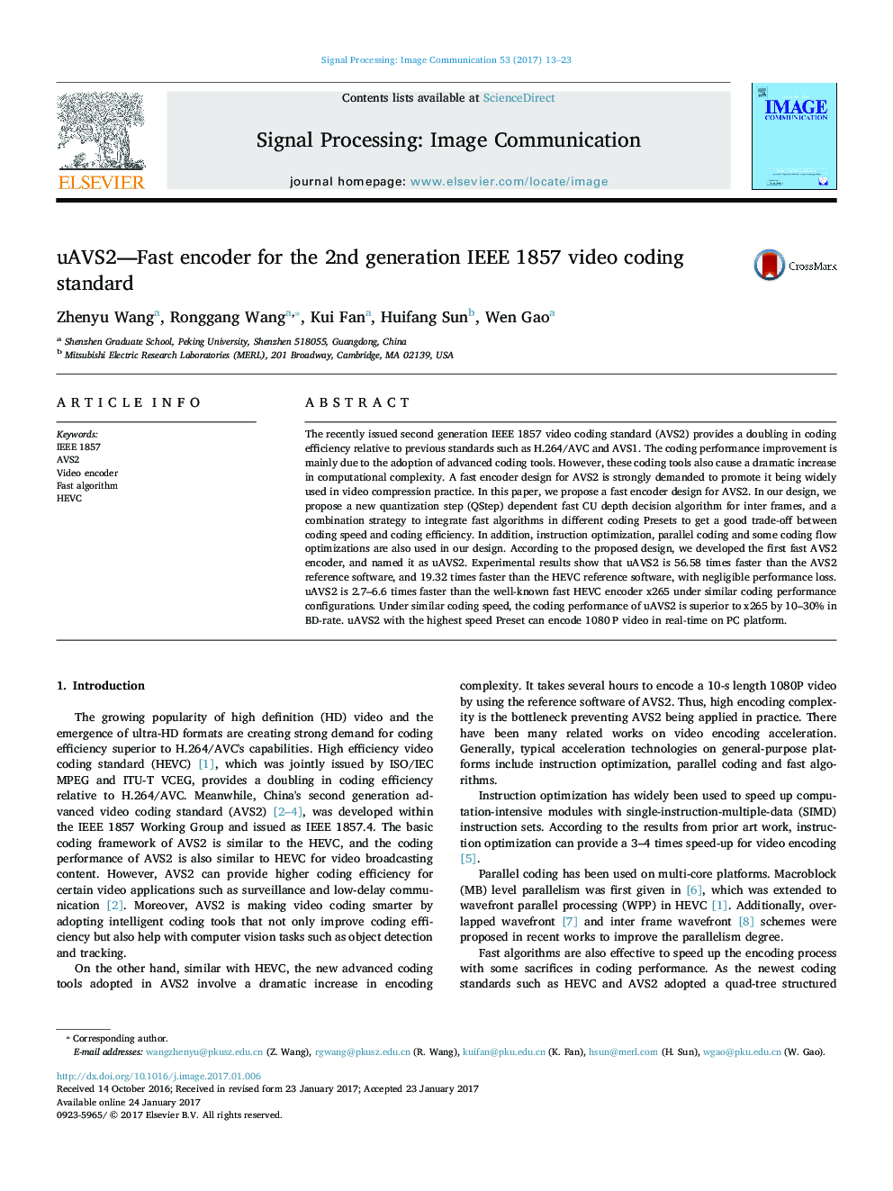 uAVS2-Fast encoder for the 2nd generation IEEE 1857 video coding standard