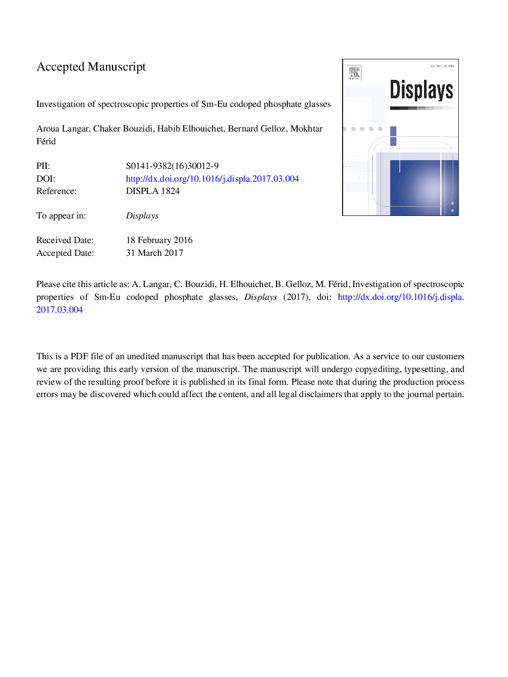 Investigation of spectroscopic properties of Sm-Eu codoped phosphate glasses