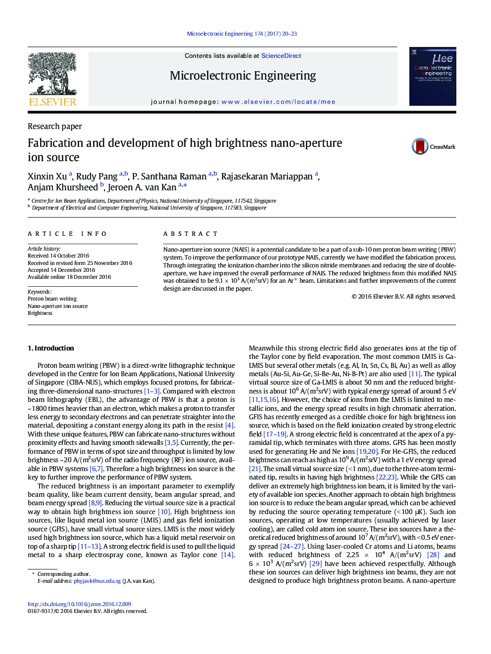 Fabrication and development of high brightness nano-aperture ion source