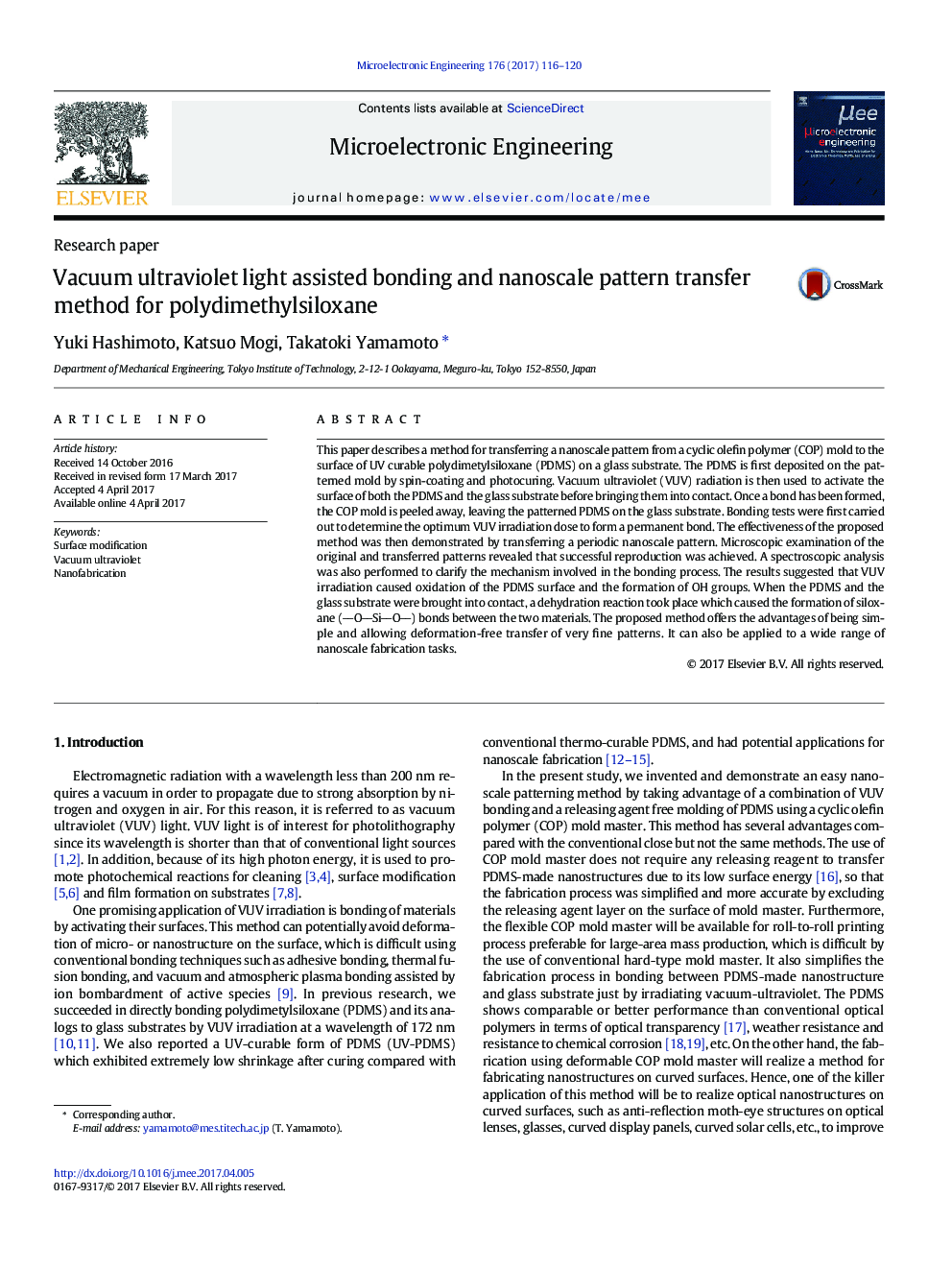 Vacuum ultraviolet light assisted bonding and nanoscale pattern transfer method for polydimethylsiloxane