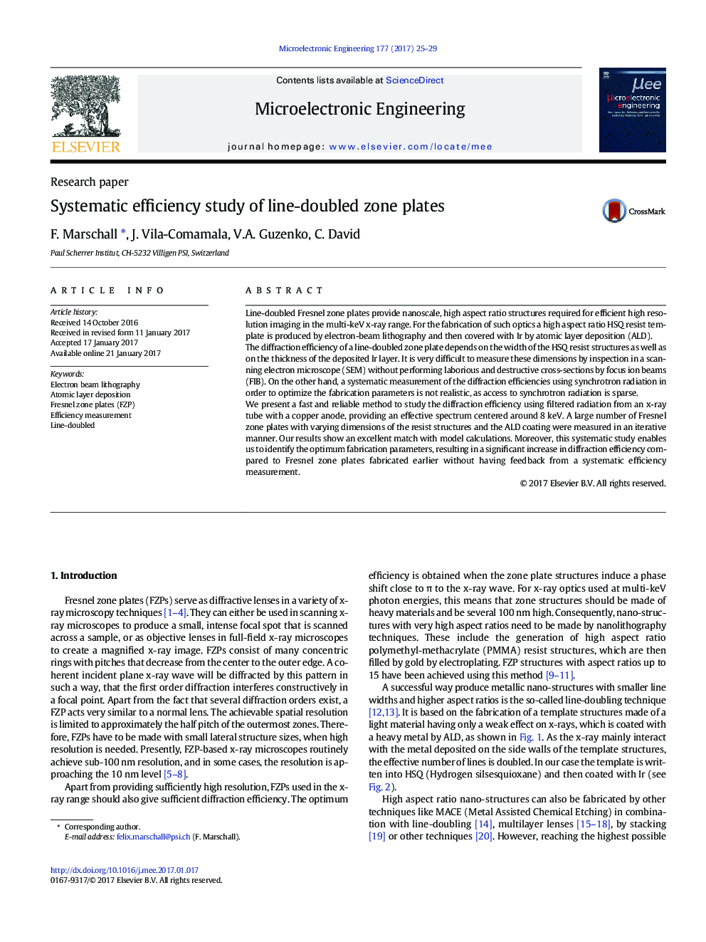 Systematic efficiency study of line-doubled zone plates